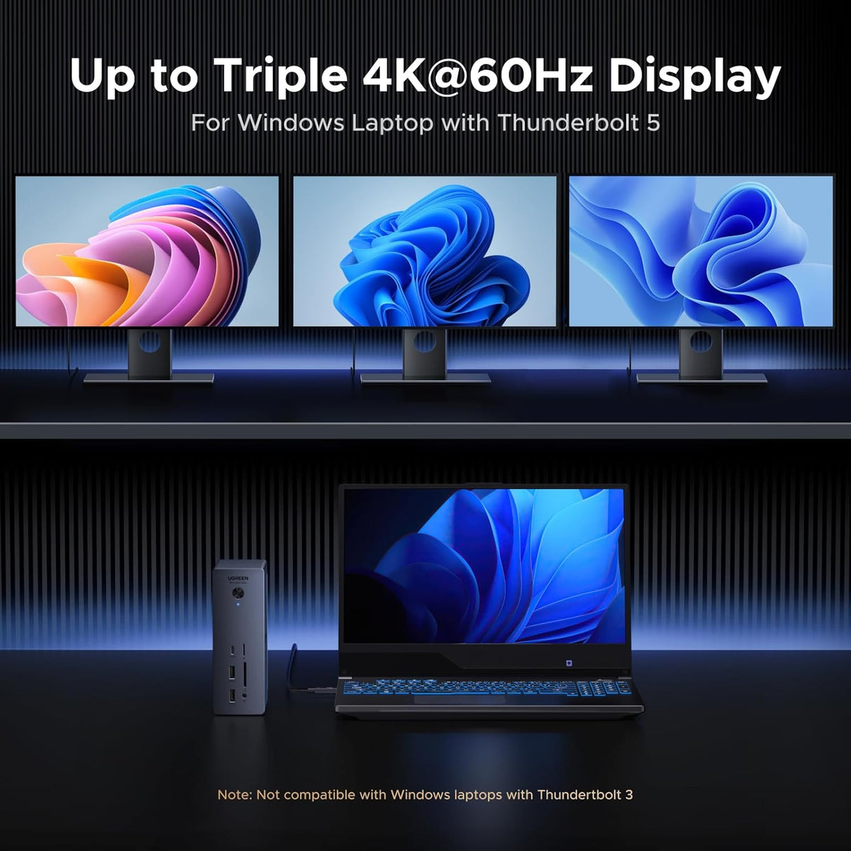 UGREEN Revodok Max 2131 Thunderbolt 5 Dock, 13-in-1, 120Gbps Transfer, Single 8K, Dual 6K60Hz Display, 140W Max Charging, 2.5GbE, SD/TF 4.0, for Thunderbolt 5/4 MacBooks and Windows Laptops
