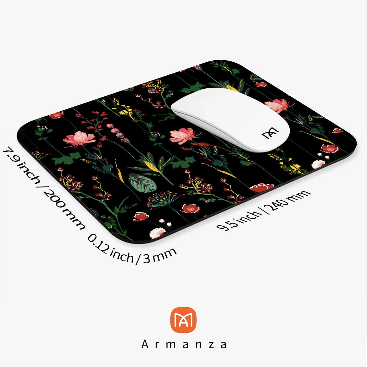 Square Mouse Pad Blooming Botanical Flowers,Personalized Premium-Textured Custom Mouse Mat Design,Washable Mousepad Cloth,Non-Slip Rubber Base Computer Mouse Pads for Wireless Mouse