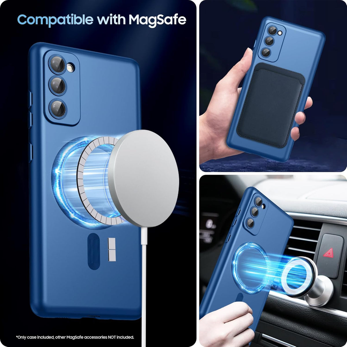 Magnetic for Samsung Galaxy S20 FE 5G Case 【Compatible with MagSafe Only】【Built-in Camera Lens Protector】 Slim Soft TPU Shockproof Phone Shell (Blue)