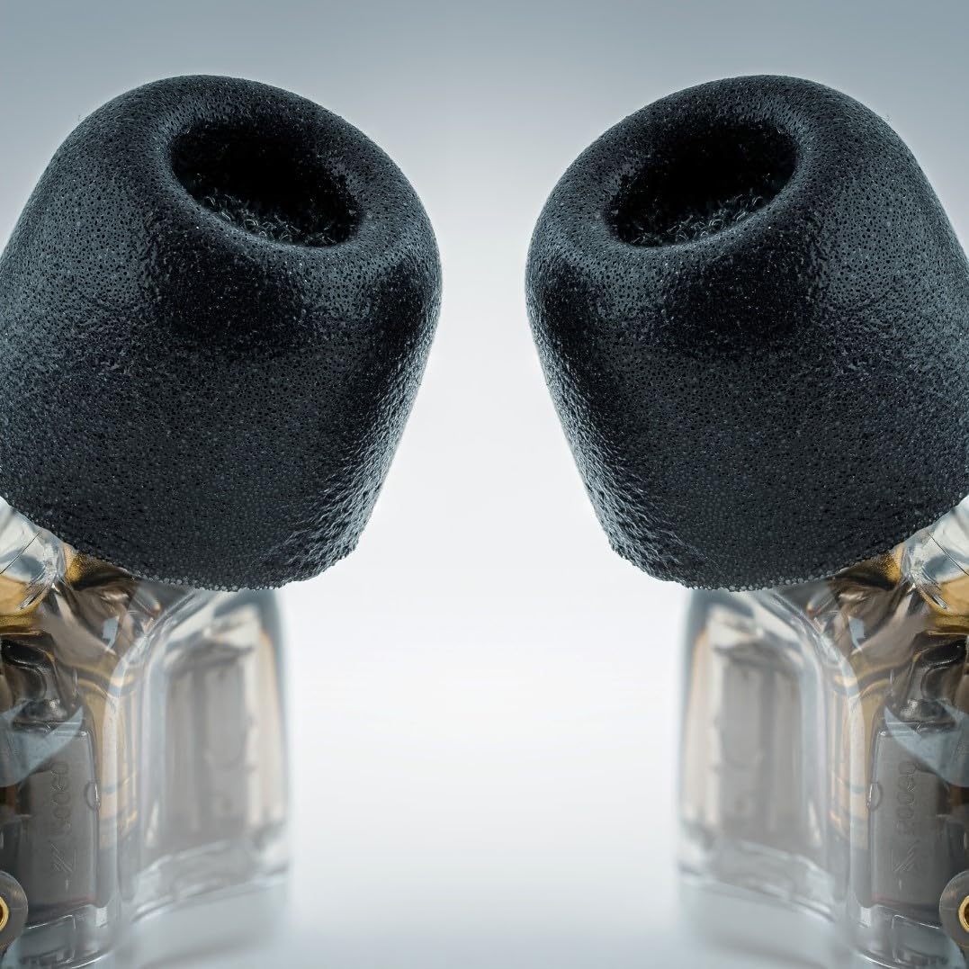 Comply 100 Core Series | Memory Foam Replacement IEM Ear Tips for Etymotic, Westone, Klipsch & More | Superior Noise Isolation, Ultimate Comfort, Secure Fit | TechDefender, Black, (S/M/L) (3 Pairs)