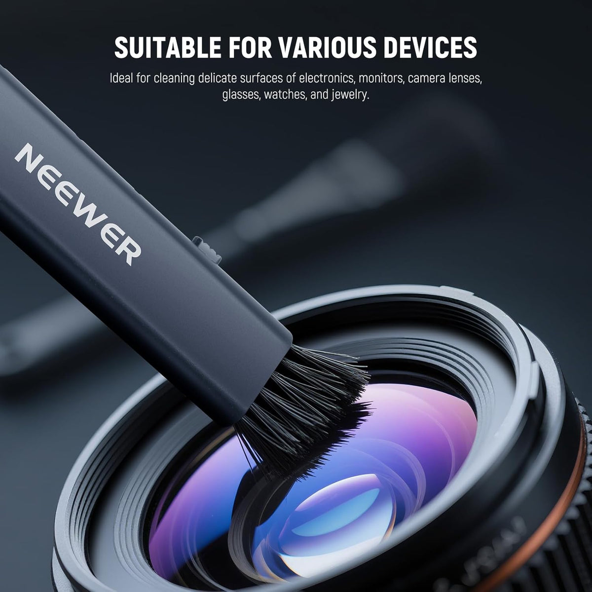 NEEWER 2 in 1 Camera Lens Cleaning Kit, 1x Lens Brush Pen + 1x Cleaning Cloth, for DSLR Camera, Electronics, Smartphones, Tablets, HM-45