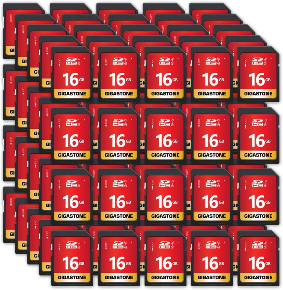 GIGASTONE 16GB SD Card 100-Pack UHS-I U1 Class 10 SDHC Memory Card High Speed Full HD Video Compatible with Canon Digital Camera, SPYPOINT TACTACAM Trail