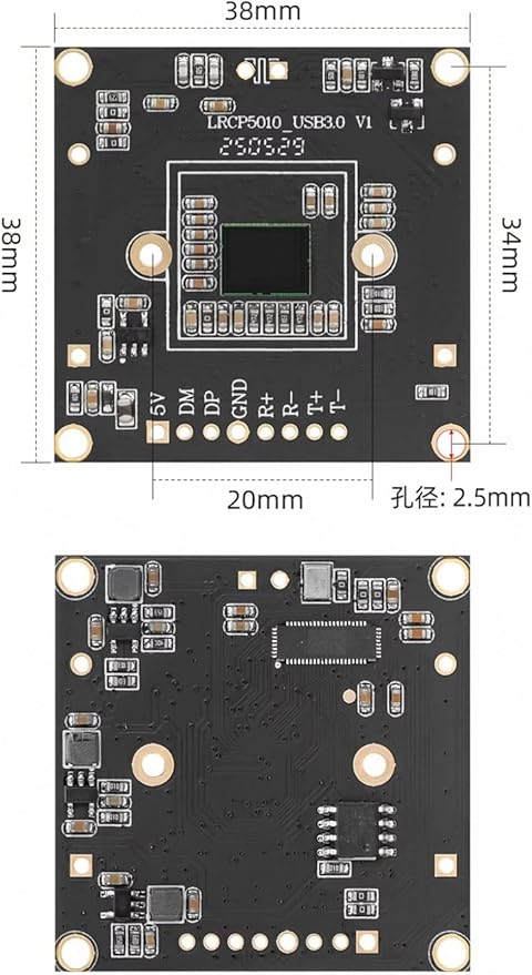 5MP Global Shutter USB3.0 Camera High Speed 60fps for Robotics (Lens FL 35mm 10° w/o distoration)
