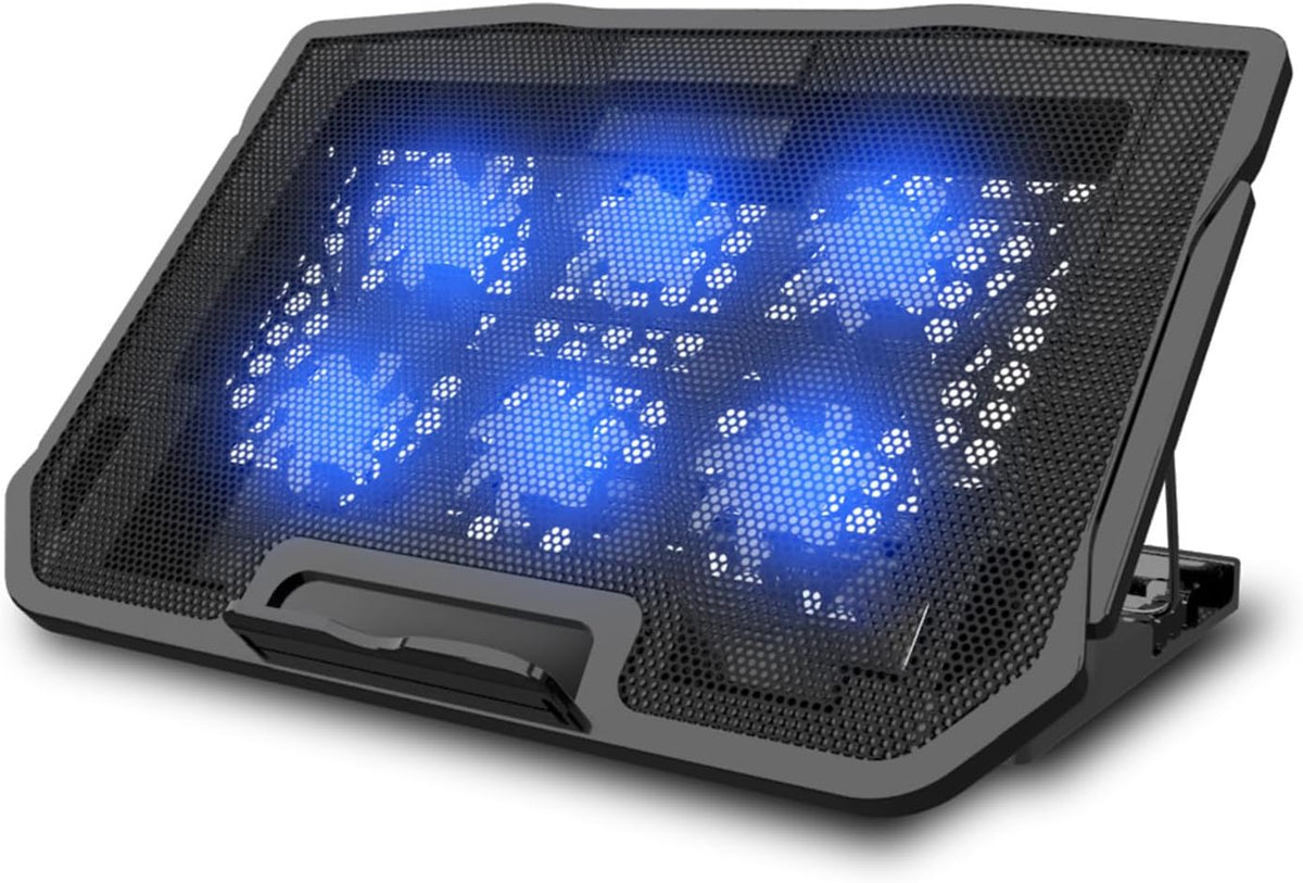 Adjustable Laptop Stand with 6 Quiet Cooling Fans, Upgraded Laptop Cooler Cooling Pad, Aluminum Laptop Stand for Desk Foldable, Ergonomic Computer Notebook Stand Holder for All Laptops and Notebook