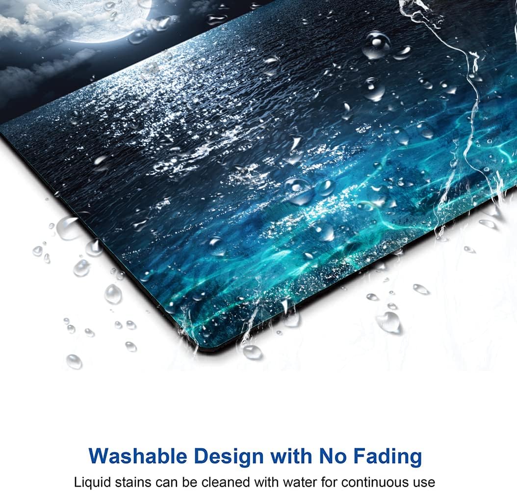 Mouse Pad, Ocean and Moon Mouse Pad, Square Waterproof Mouse Pad Non-Slip Rubber Base MousePads for Office Laptop, 9.5"x7.9"x0.12" Inch(Ocean and Moon)