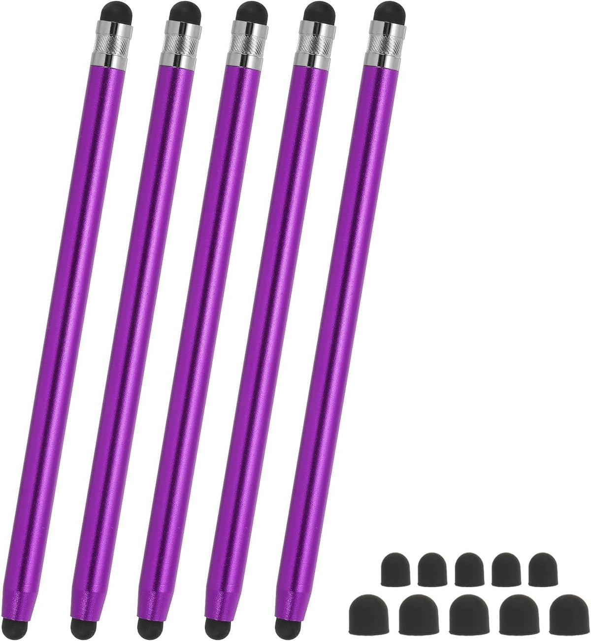 PATIKIL 5 Pcs Stylus Pens for Touch Screens, 2 in 1 High Sensitivity Universal Pen Capacitive Stylus for Phone Tablets Laptop Touch Screen Devices, Purple