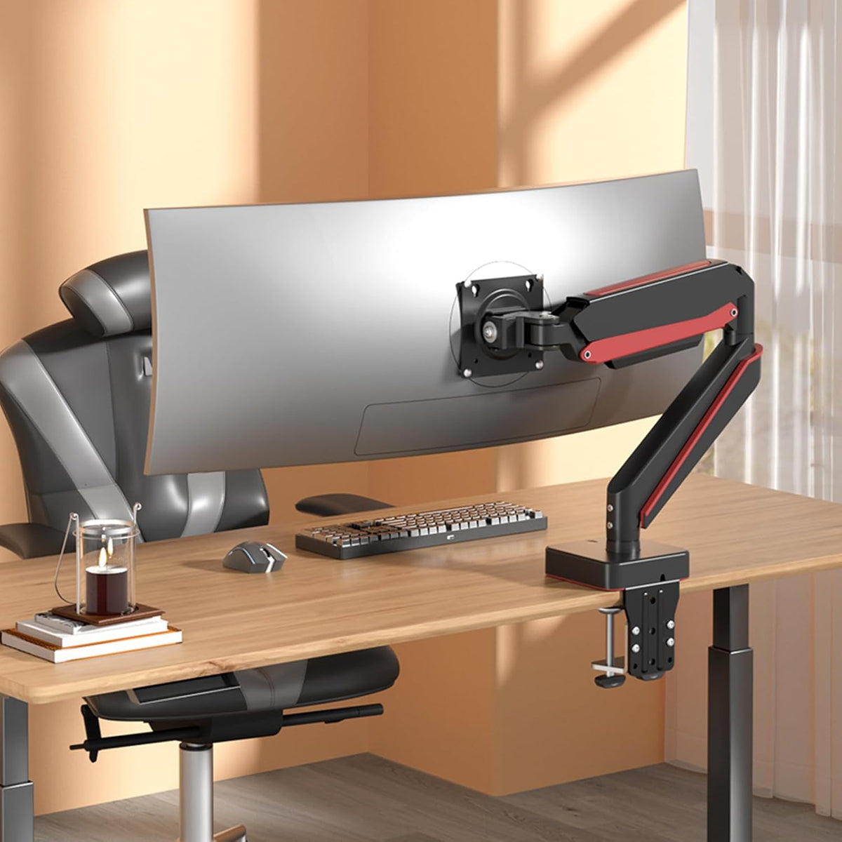 Premium Aluminum Heavy Duty Monitor Arm, for Ultrawide 14 to 49 inches and 44 lbs Single Desk Mount Stand, Pneumatic Height Adjustable, Max VESA 100x100, Black A9B