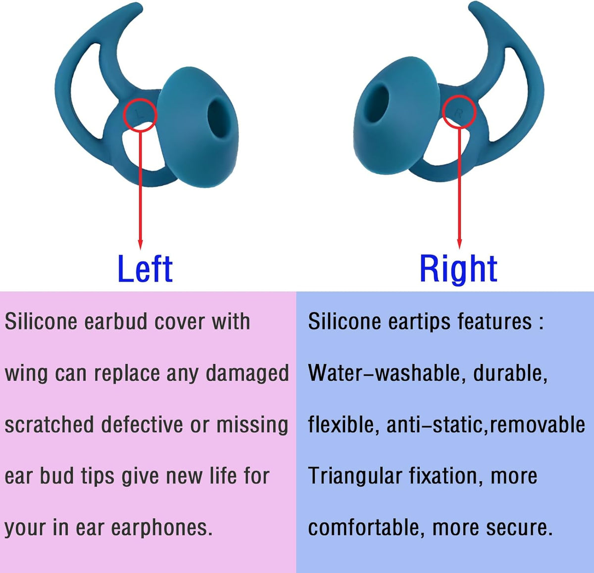 Earbud Covers Silicone Tips Replacement Earbud Tips Compatible with Bose Quietcomfort and Sport Headphone Eartips Ear Bud Tips Large 3 Pairs