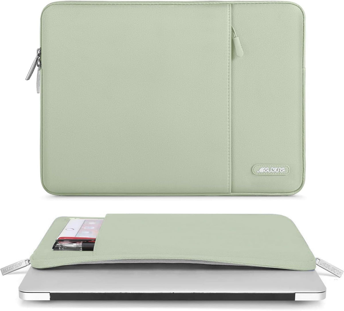 MOSISO Laptop Case 13.3 inch, 13-13.3 inch Laptop Sleeve Compatible with MacBook Air/Pro 13 / Pro 14, HP Dell ASUS Lenovo Notebook, Polyester Vertical Computer Sleeve Bag with Pocket, Sage Green