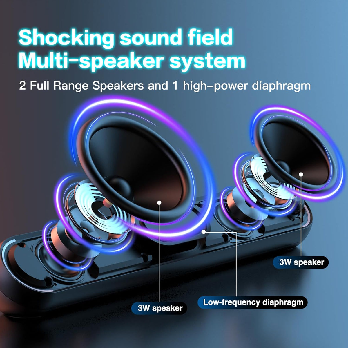 ICOREBEI Desktop computer speaker, soundbar, compatible with Mac, desktop, laptop, tablet, monitor, PC, and mobile