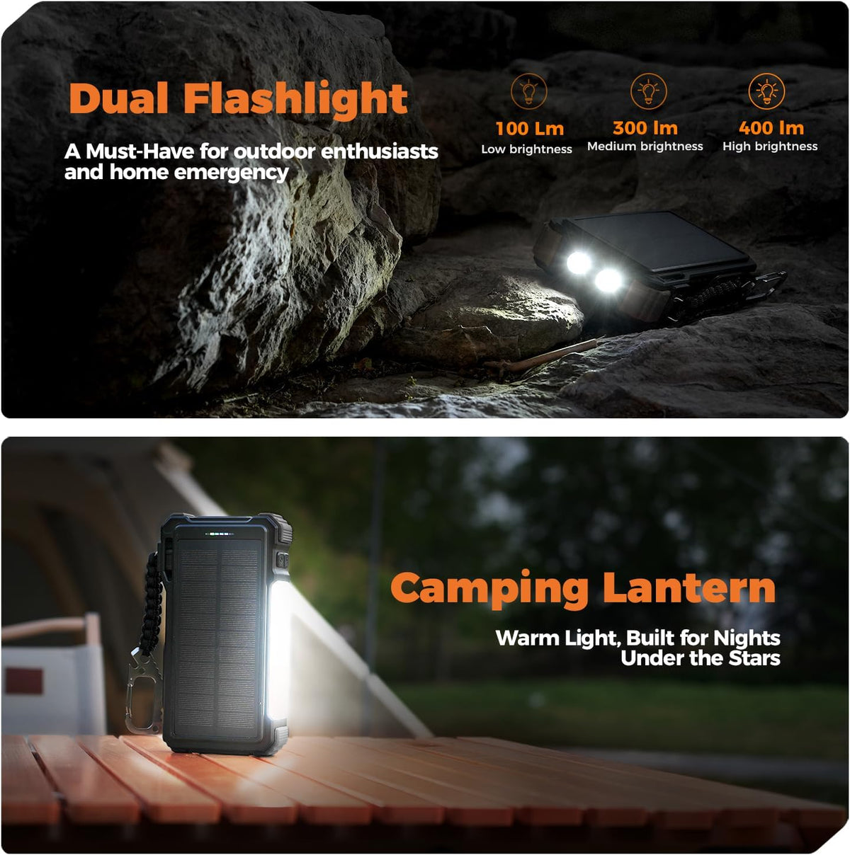 BLAVOR Solar Power Bank 20000mAh/74000mWh Built-in Cables, Wireless Charger for Apple Watch, 20W Fast Charging Battery Pack with USB C, Flashlight, Solar Charger for iPhone, iPad, iWatch, Samsung