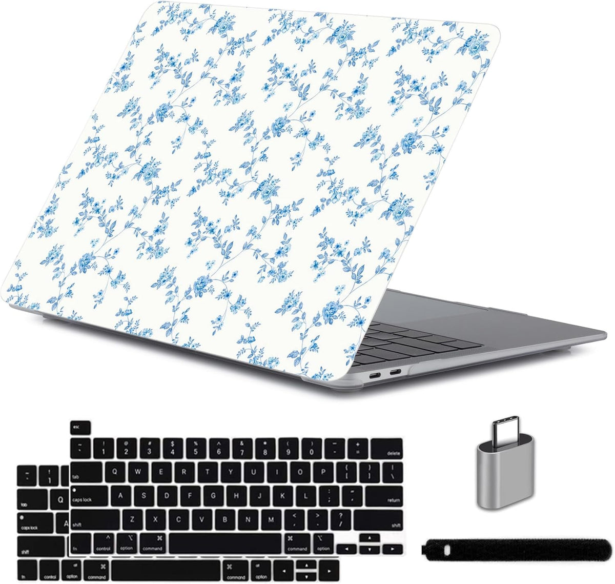 LanBaiLan Compatible for MacBook Pro 13‘’ with Touch Bar 2022 2021 2020 2019 2018 2017 2016 Release M1 M2 A2338 A2289 A2251 A2159 A1989 A1706 A1708 Protective Case & Keyboard Cover, Engraved Floral