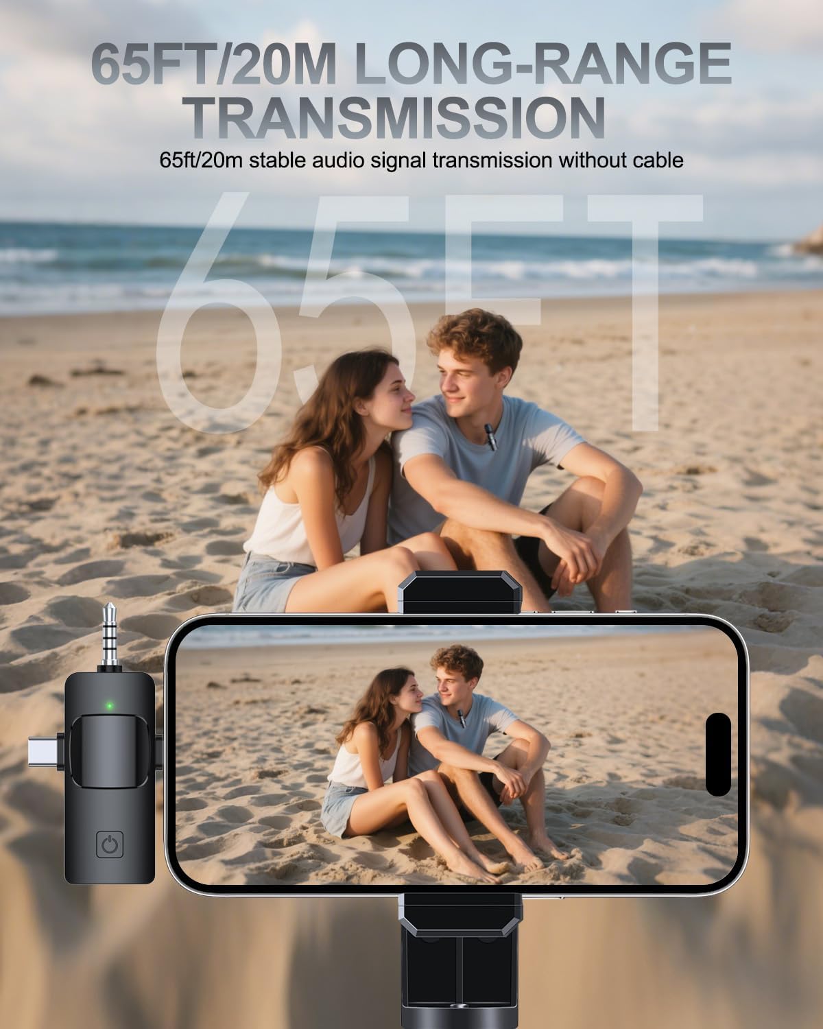PQRQP 3 in 1 Professional Wireless Lavalier Microphone for iPhone, Android, Camera, Wireless Microphones, Mini Microphone, Crystal Clear Sound Quality for Recording, Live Streaming, YouTube, TikTok