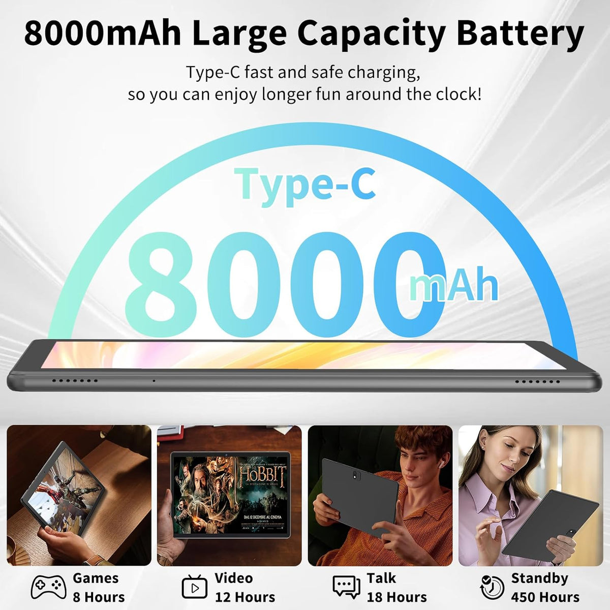 2025 Tablet, Android 14 Tablets 10 inch with Keyboard, 26GB RAM+256GB ROM(2TB Expand), 2-in-1 Tablets with 8-Core, 8000mAh, 5G WiFi, Widevine L1, GMS, with Case, Keyboard, Mouse, Stylus (Pink)