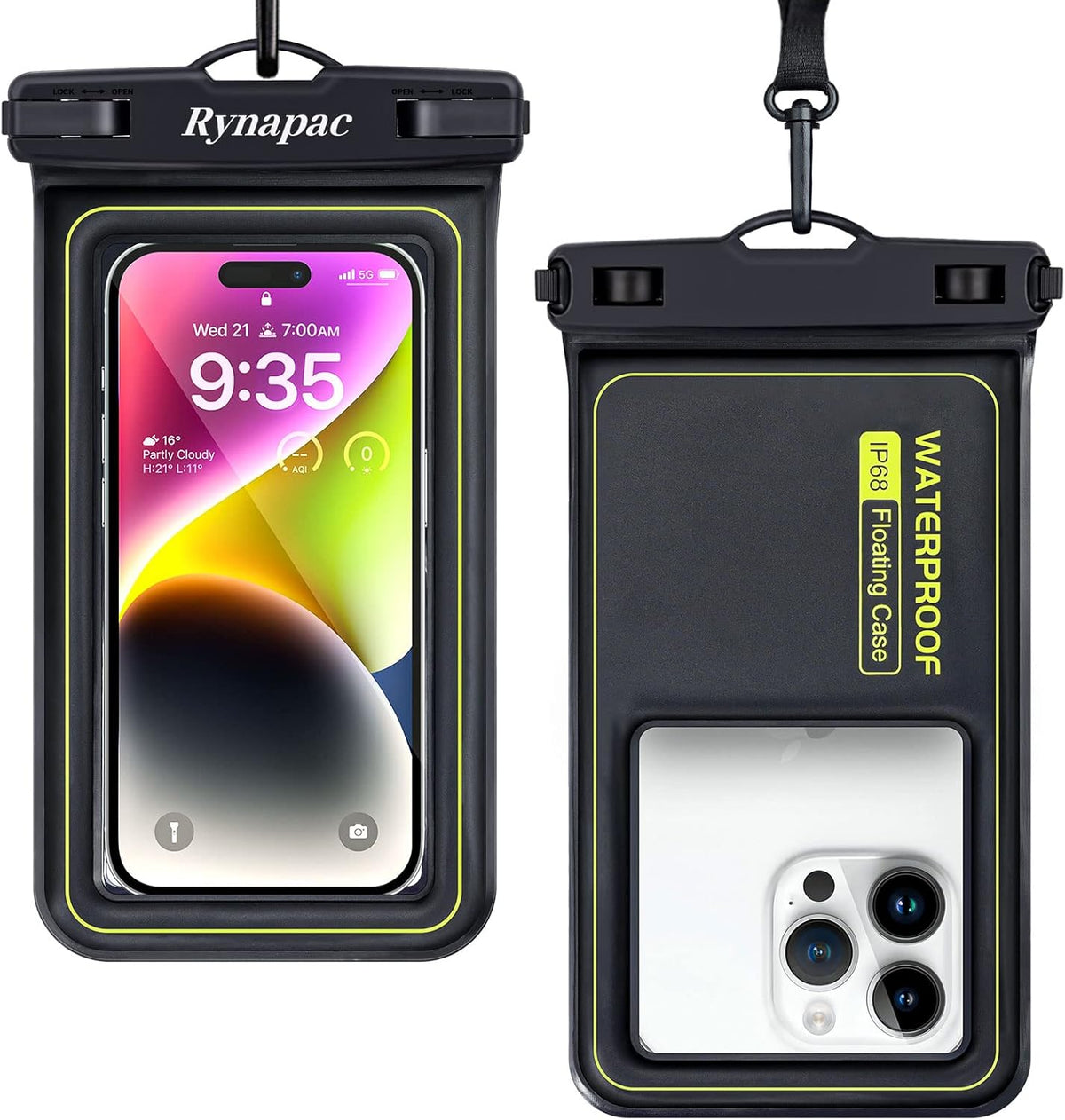 IP68 Waterproof Phone Pouch, Floating Waterproof Phone Case for iphone 16 15 14 13 Pro Max Xs Plus Galaxy S24+ S23 Pixel 8 with Detachable Lanyard,Cellphone Dry Bags Beach Vacation Essentials -2 Pack