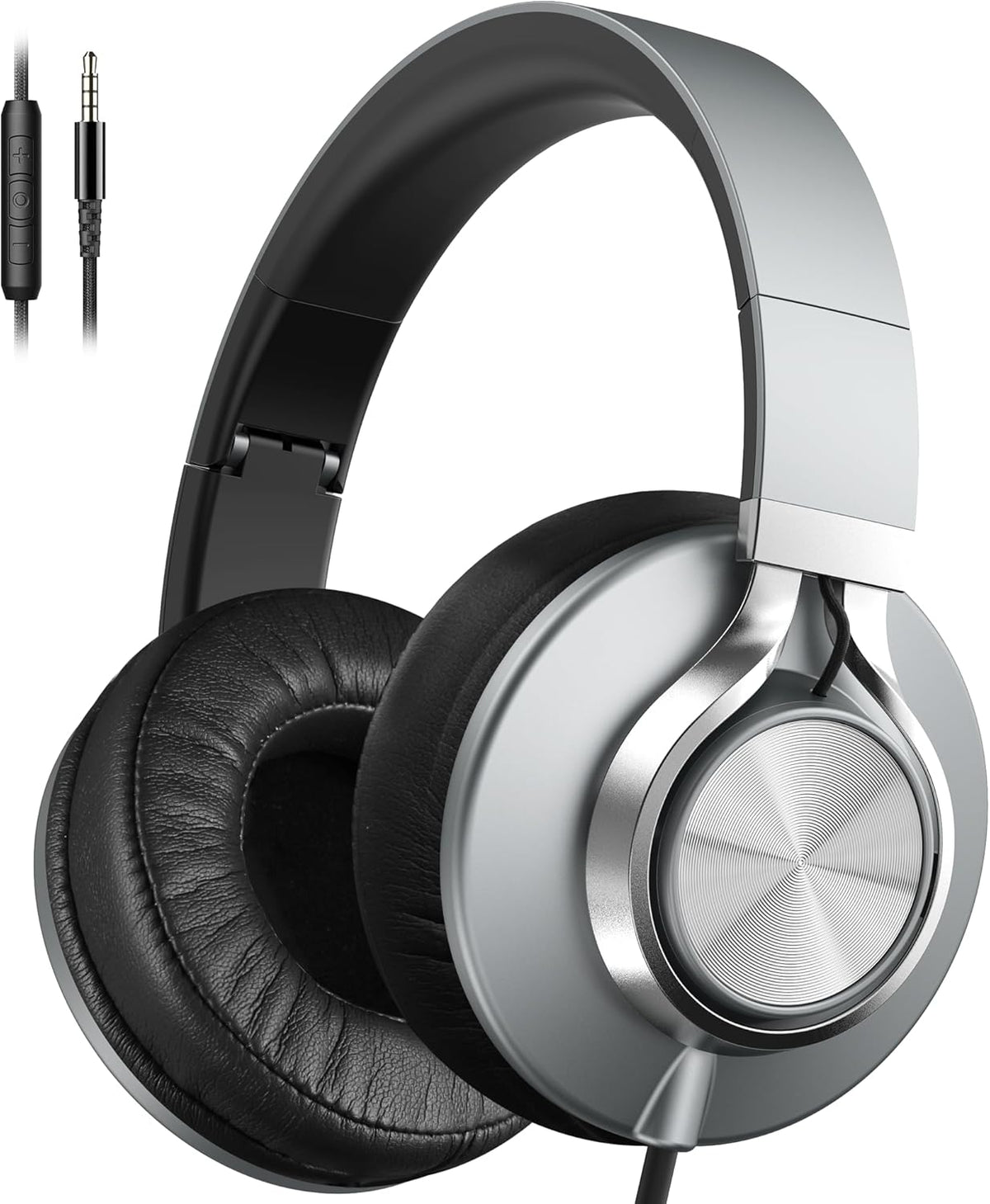 C90 3.5mm AILIHEN Wired Headphones with Microphone Volume Control, Noise Reduction Foldable Comfortable Over Ear