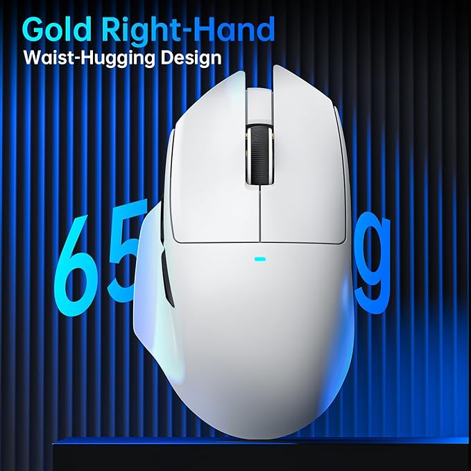 ATTACK SHARK V6 Wireless Gaming Mouse with RGB Charging Dock 25K DPI PAW3311 Sensor 1K Polling Tri-Mode Ergonomic PC Mice 5 Programmable Bottons Cloud-Based AI Driver for Win/MacWhite
