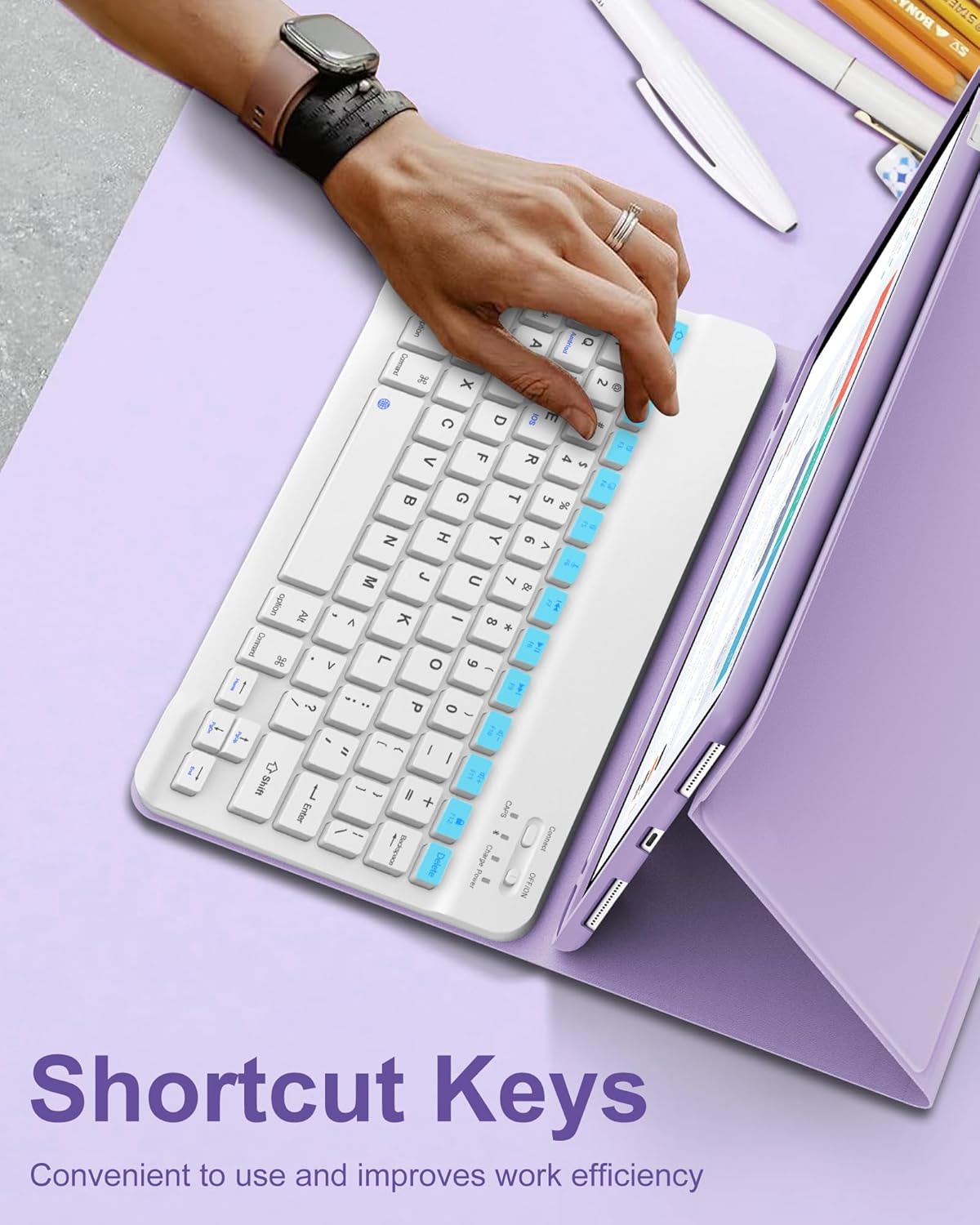 D DINGRICH Keyboard Case for iPad 10th Generation(10.9", 2022), Rechargeable Detachable Wireless BT Keyboard, Smart Folio Protective Cover with Pencil Holder for 10.9 inch Apple iPad 10th Gen, Purple
