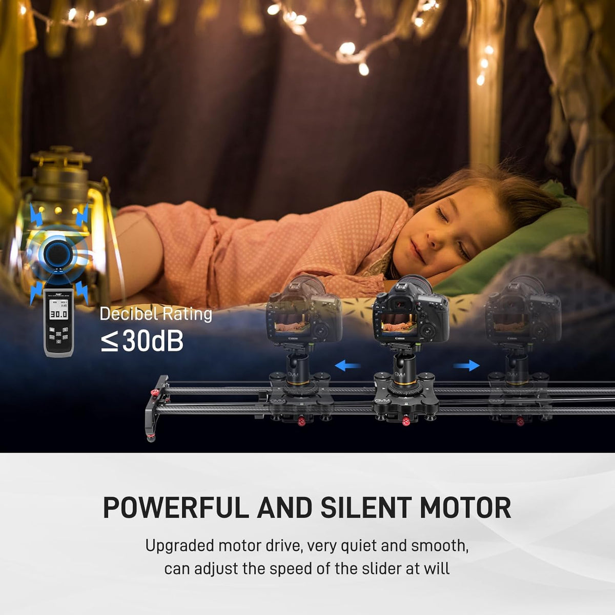 GVM 48"/120CM Carbon Fiber Motorized Camera Slider, Professional Camera Slider with Remote Control, Support Video Mode, Time Lapse Photography, Horizontal, Tracking and 120° Panoramic Shooting