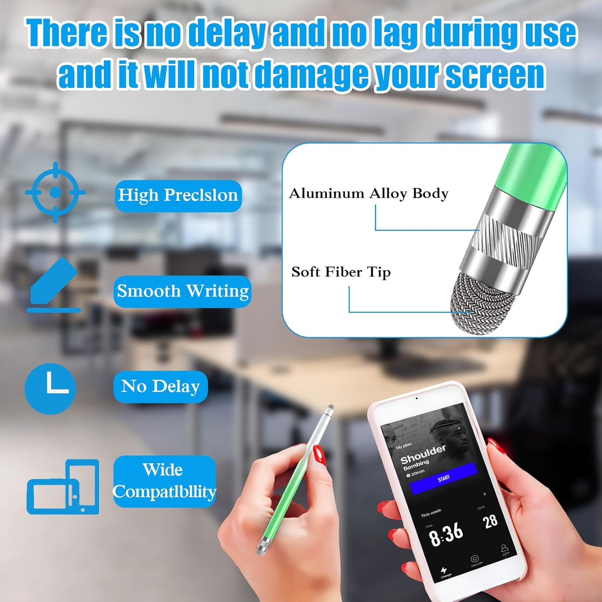 Bopomofo 3PCS Stylus Pen for Touchscreen,Stylus Pen for iPhone/iPad/Tablet Android/Microsoft/Surface, Compatible with All Touch Screens(Blue/Green/Yellow)