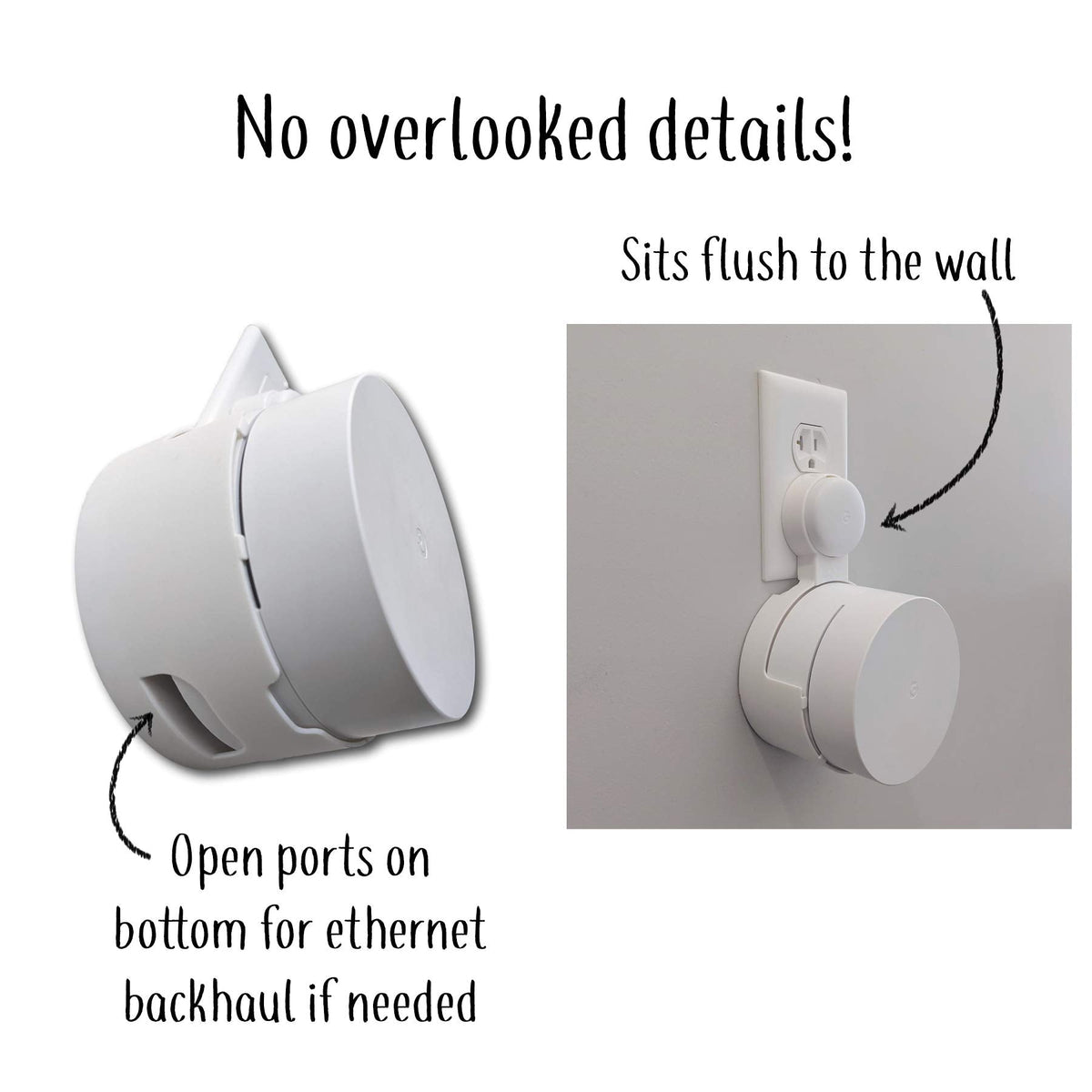 Google WiFi Outlet Holder Mount: [NEW 2020 - Present Version - Round Plug] The Simplest Wall Mount Holder Stand Bracket for Google WiFi Routers