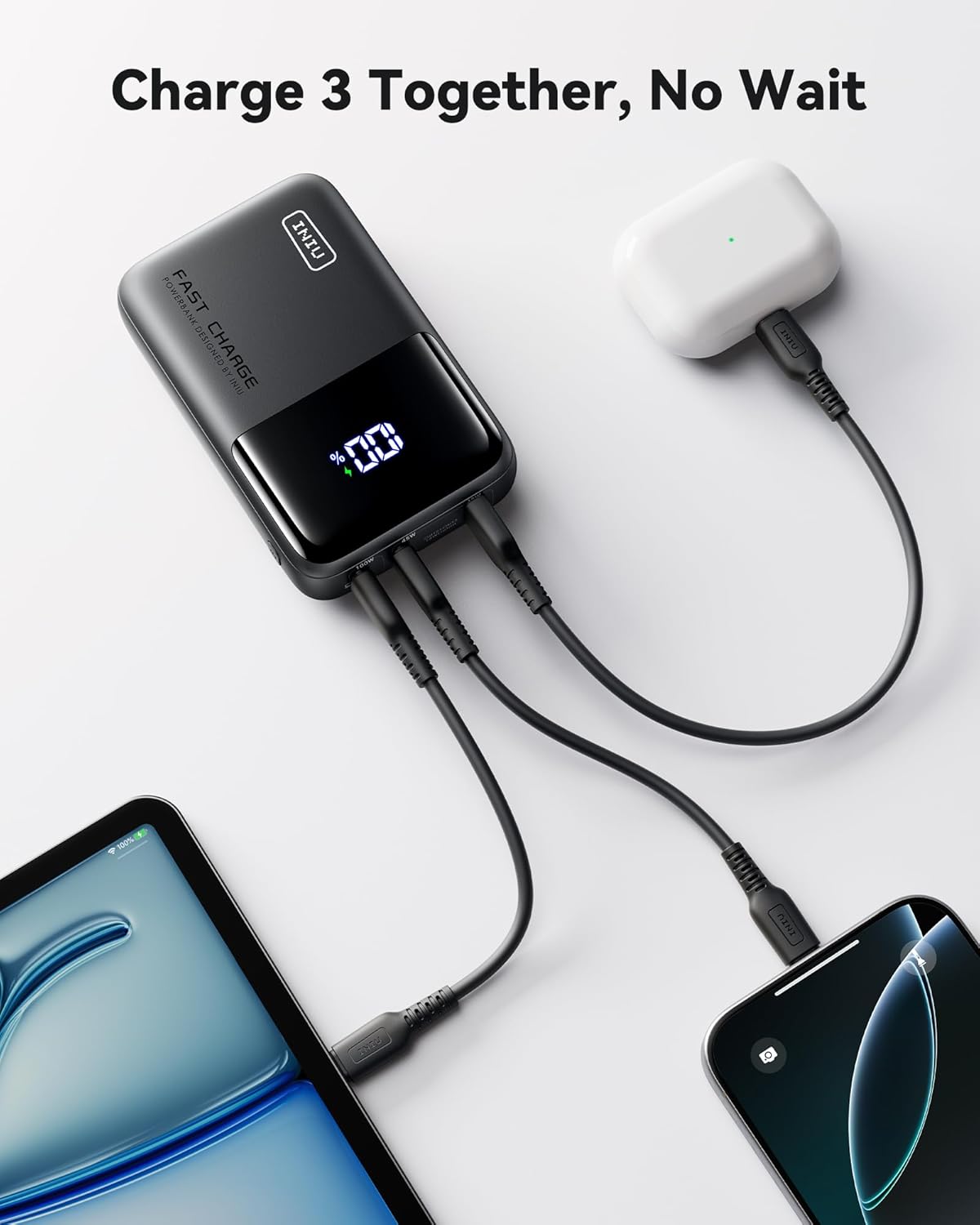 INIU Power Bank, 25000mAh 100W High Capacity Laptop & Phone Portable Charger, Fast Charging Flight Cruise Ship Family Essentials Traveling Powerbank for College Students Teen Boys Girls, Yellow