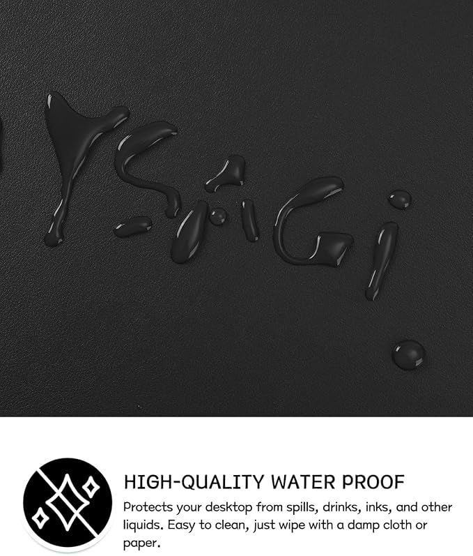 YSAGi Non-Slip Leather Desk Pad L Size, Waterproof Laptop Computer Desk Keyboard Mat, Table Protector Blotter Mat, Large Mouse Pad for Office/Work/Home/Decor(Black, 35.4" x 17")