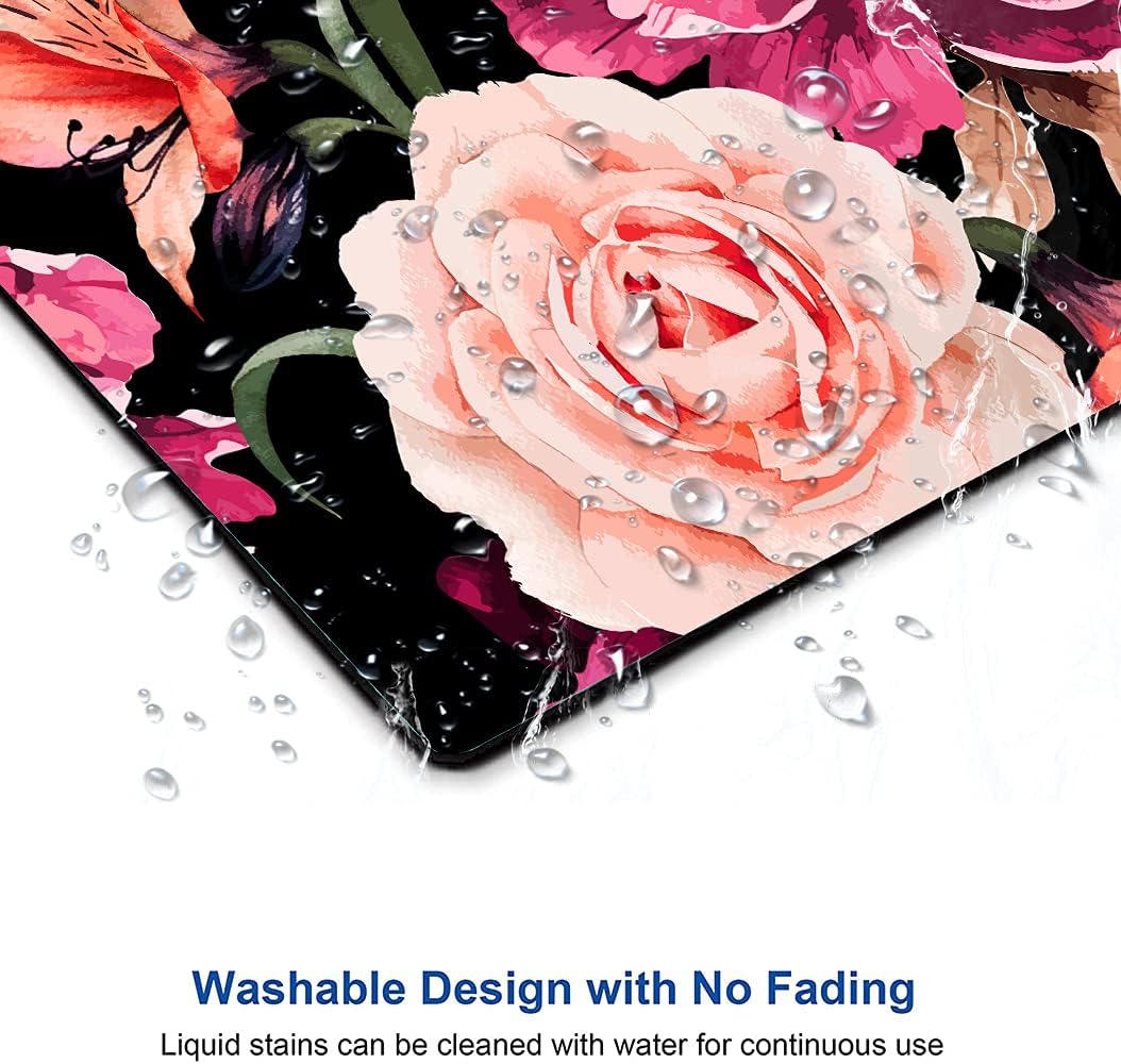 Watercolor Rose Flower Mouse Pad, Floral Mouse Pad Custom Design, Square Waterproof Mouse Pad Non-Slip Rubber Base MousePads for Office Laptop, 9.5x7.9x0.12 Inch