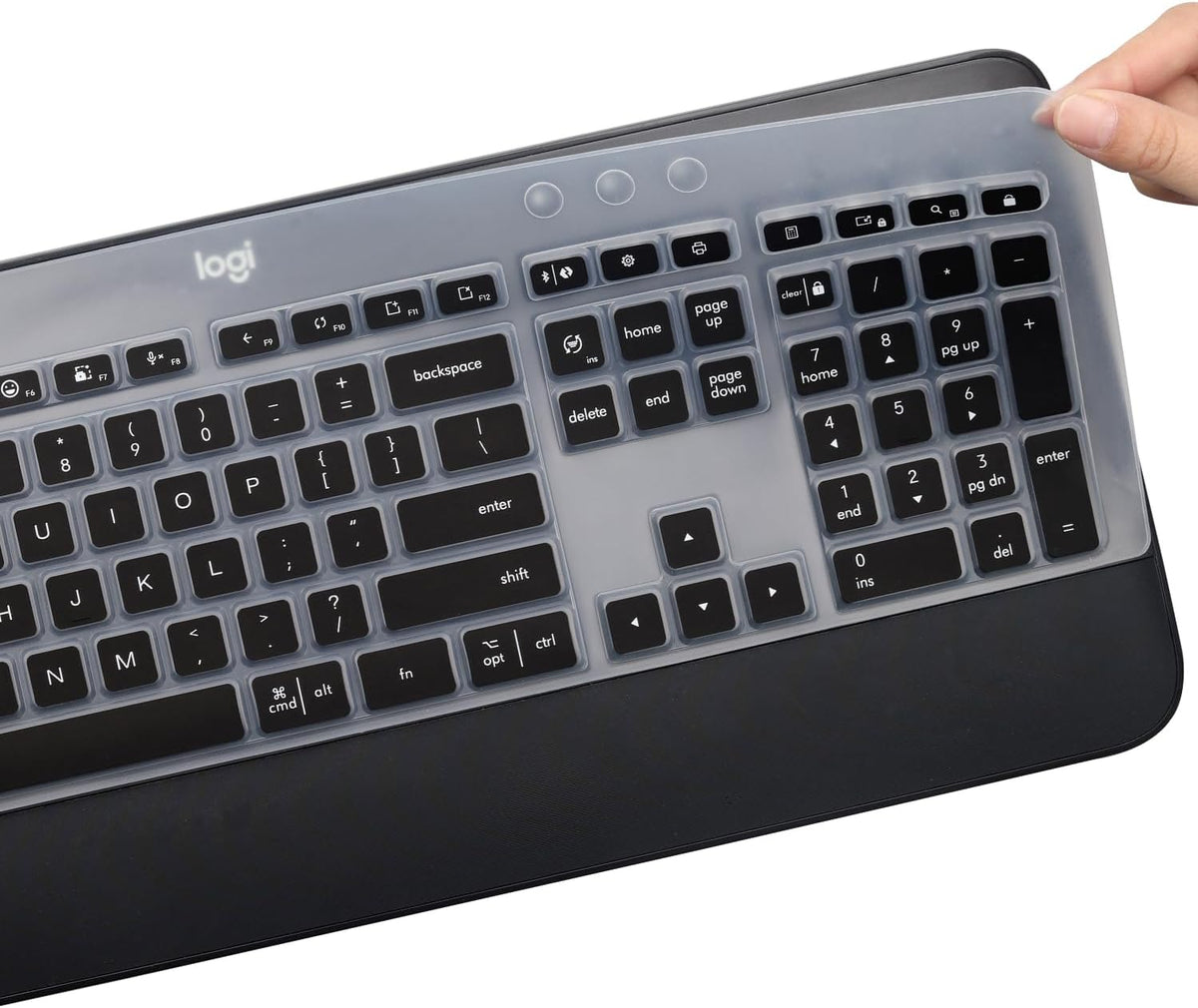 Keyboard Cover Skin for Logitech MK545 MK540 Wireless Keyboard, Logitech MK545 Keyboard Protector, Logitech MK540 Ultra Thin Desktop PC Silicone Clear Keyboard Skin Protector-Black