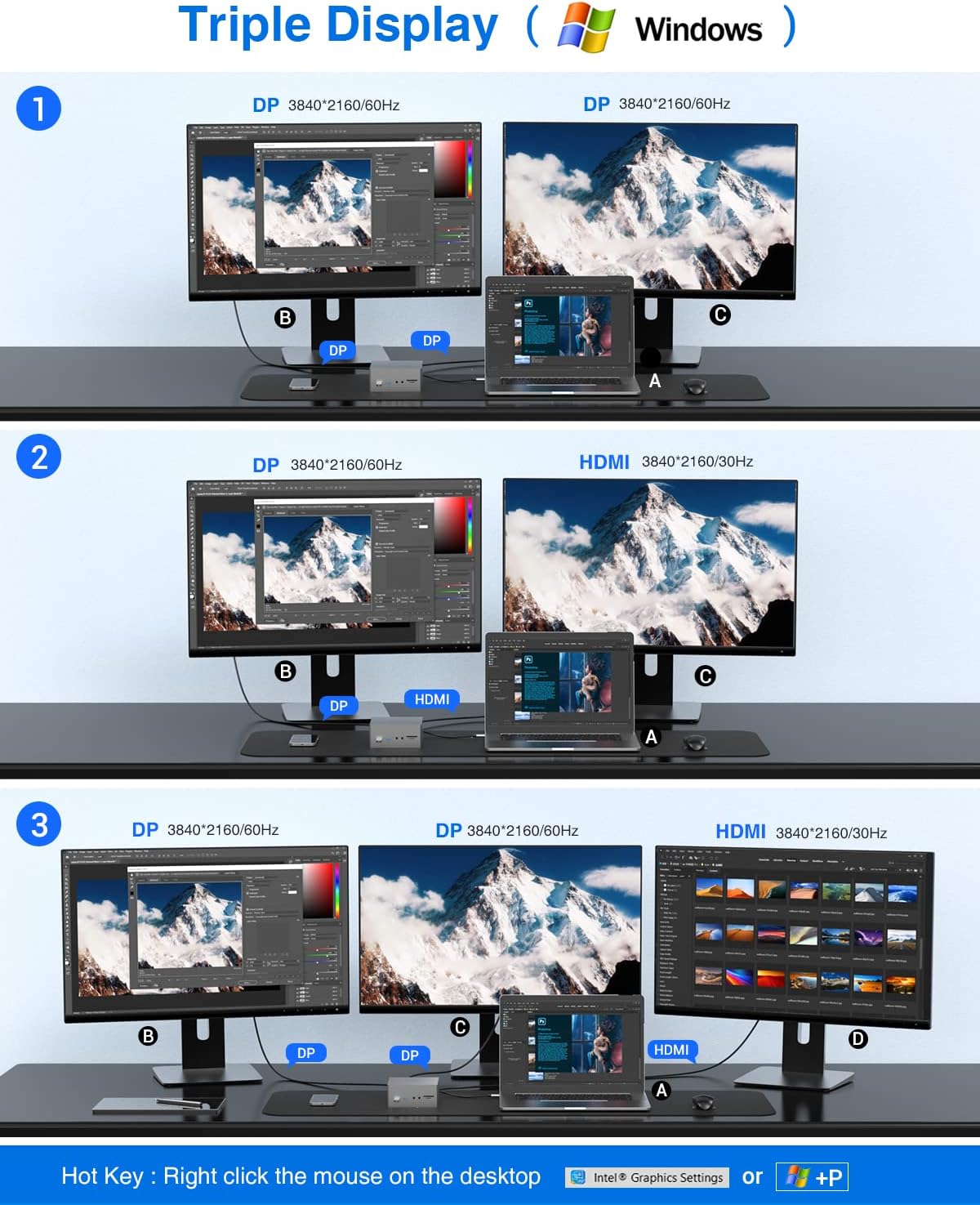 TOTU Upgraded Universal USB-C 4K Triple Display Docking Station with Charging Support for MacBook Pro & Windows Type C Systems (2 4K DP, HDMI, 6 USB Ports, 60W USB PD),Extended Display for macOS