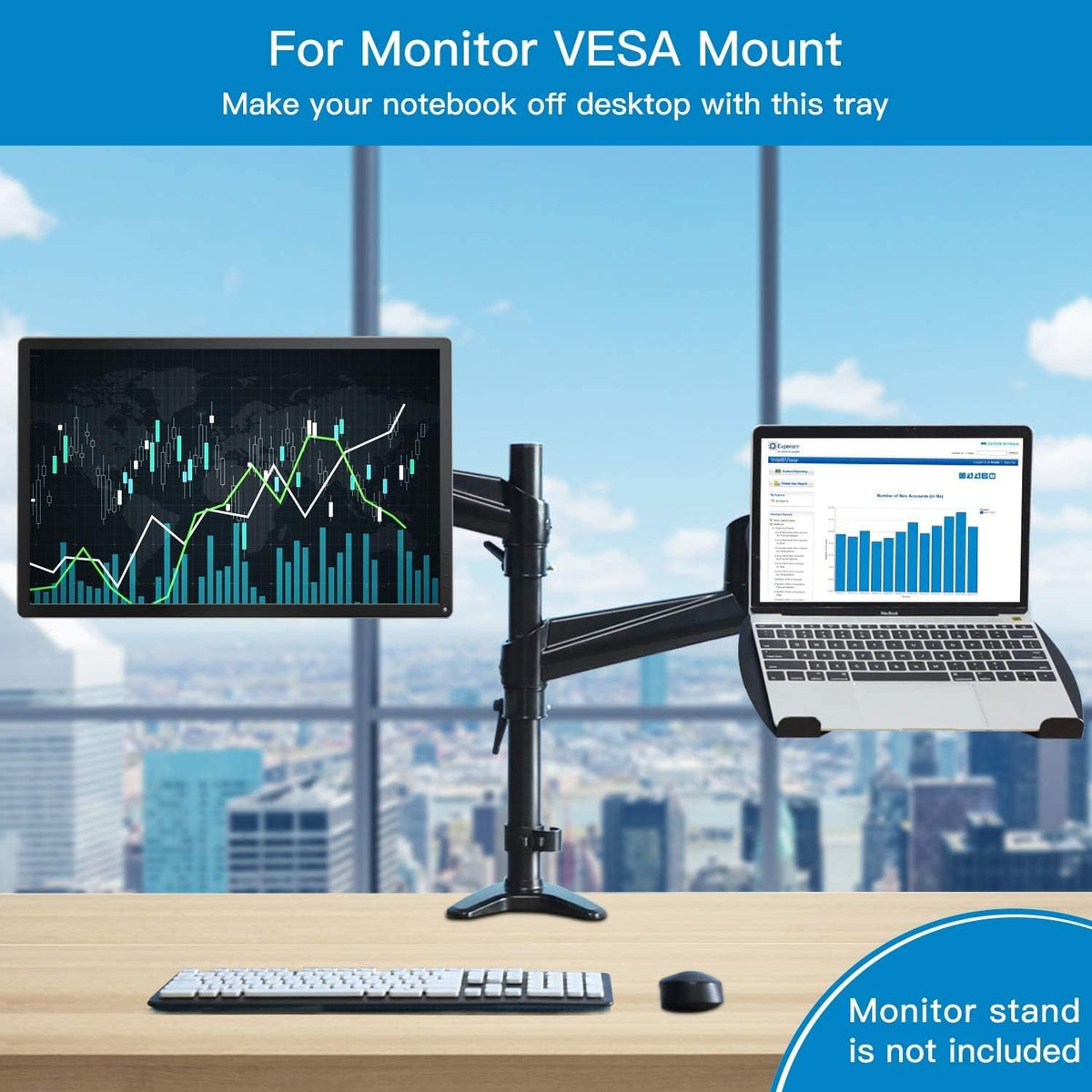 HUANUO 100x100 mm M4 22lbs Laptop Tray Steel Notebook Holder for Monitor VESA Mount Stand Fits VESA Mounting Holes