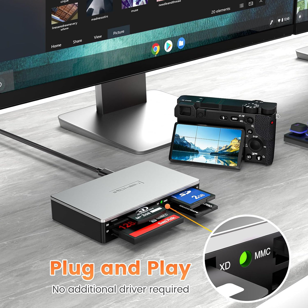 INDMEM All-in-1 MMC, SmartMedia Card Reader Writer USB Universal Multi Card Adapter Slim Hub Read Smart Media, xD, SD