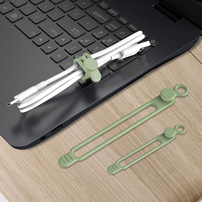 Nearockle Silicone Cable Ties Cord Organizer for Cable Management, 16PCS 4.2" and 7.1" Reusable Cable Organizer Electronic Accessories for Home, Office, Kitchen, School, Travel (Green)