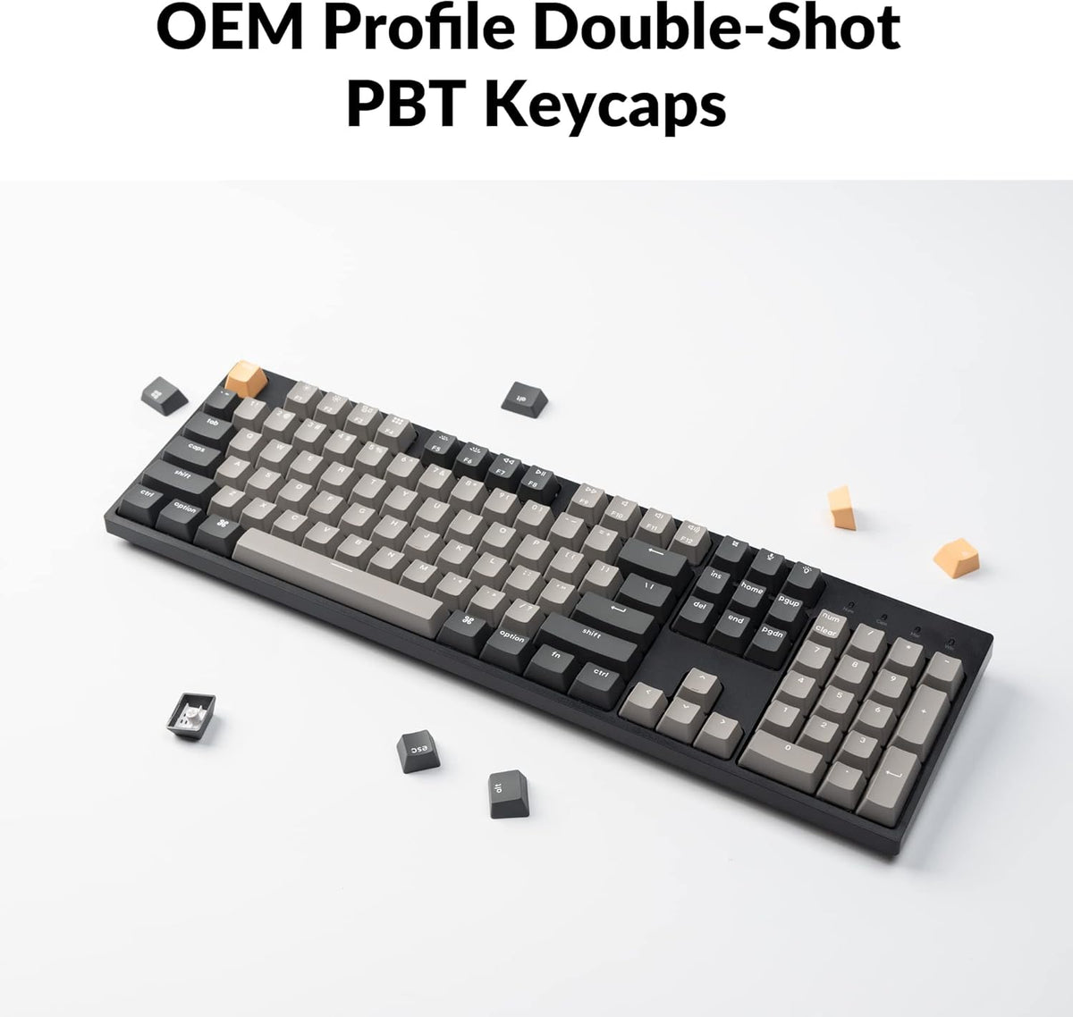 Keychron C2 Pro Wired Custom Mechanical Keyboard Full Size Layout QMK/VIA Programmable Macro White Backlit with Keychron K Pro Red Switch OEM Profile Double-Shot PBT Keycaps for Mac Windows Linux