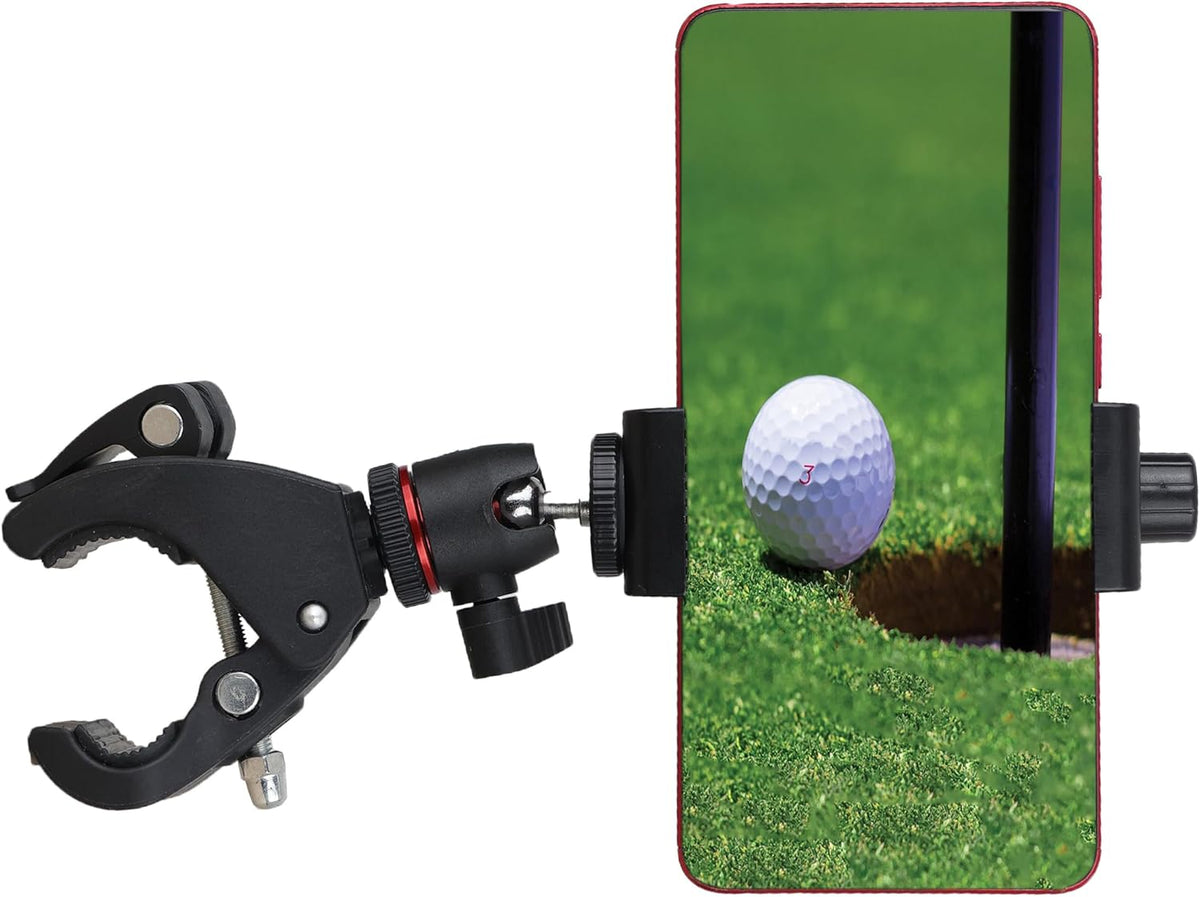 Phone Holder with Clamp for Golf Cart Universal Phone Mount Holder for Bicycle, Wheelchair, Stroller Mic Stand Phone Holder
