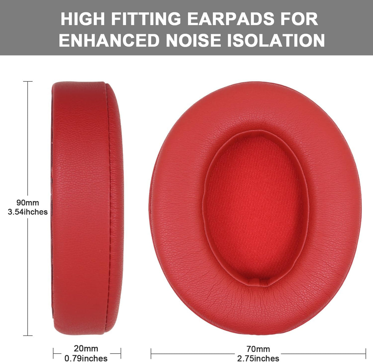 Replacement Ear Pads Cushions for Beats Studio 2 & Studio 3 Wired & Wireless Headphones, Earpads with Soft Protein Leather, Noise Isolation Memory Foam -red