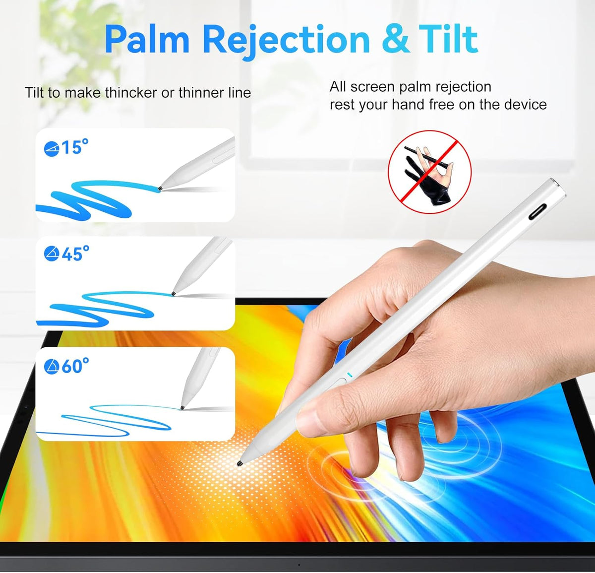 USI 2.0 Stylus Pen for Chromebooks with Fast Charging, Palm Rejection Stylus Pen for Chromebooks Acer Spin,ASUS Flip,Lenovo Duet/IdeaPad/Flex,Amazon Fire Max 11/Fire HD 10, Google Pixel, White