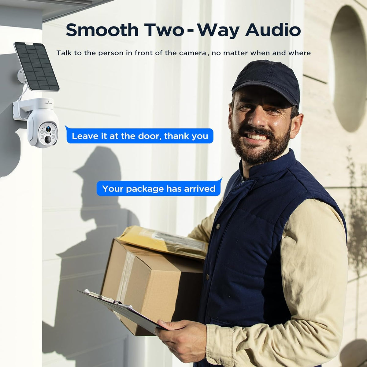 Camcamp 4MP Battery Powered WiFi Camera with Solar Panel, Spotlight, PTZ, 2-Way Audio, Smart Human Detection, Cannot Work Alone, Only Compatible SC23 Solar Security Camera System