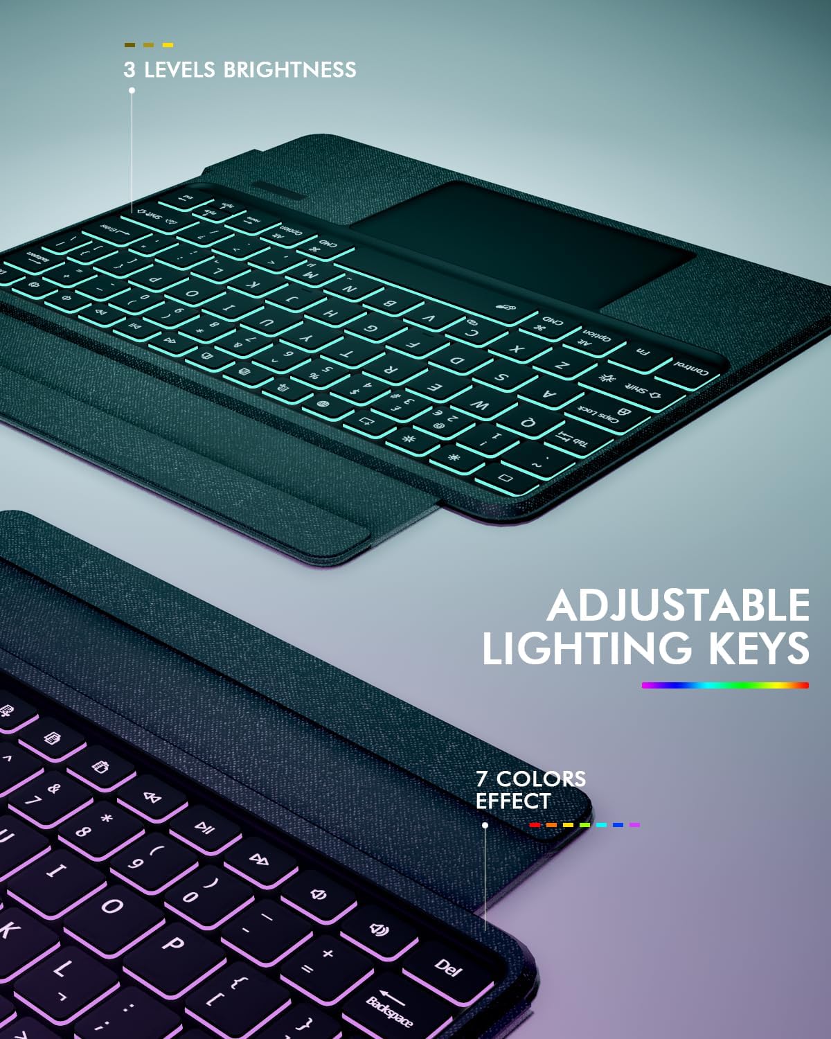 Doohoeek Keyboard Folio for Samsung Galaxy S10 Fe 10.9" 2025 / S9 FE / S9, Bluetooth Keyboard Touch with 7-Color Backlit & Any-Angle Stand & Cover Case for Galaxy S10 Fe 10.9-Inch Accessory