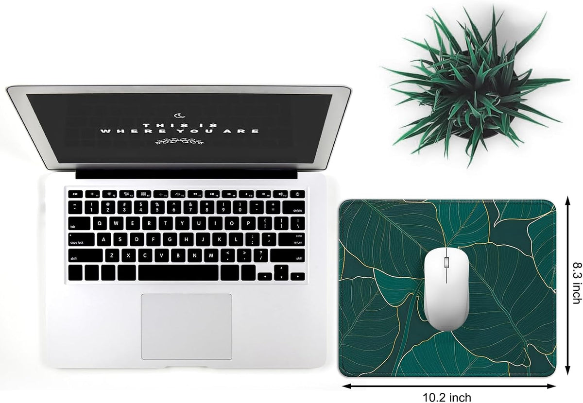 JIKIOU 3 Pack Mouse Pad with Stitched Edge, Comfortable Mouse Pads with Non-Slip Rubber Base, Washable Mousepads Bulk with Lycra Cloth, Mouse Pads for Computers Laptop Mouse 10.2x8.3x0.12in Leaf