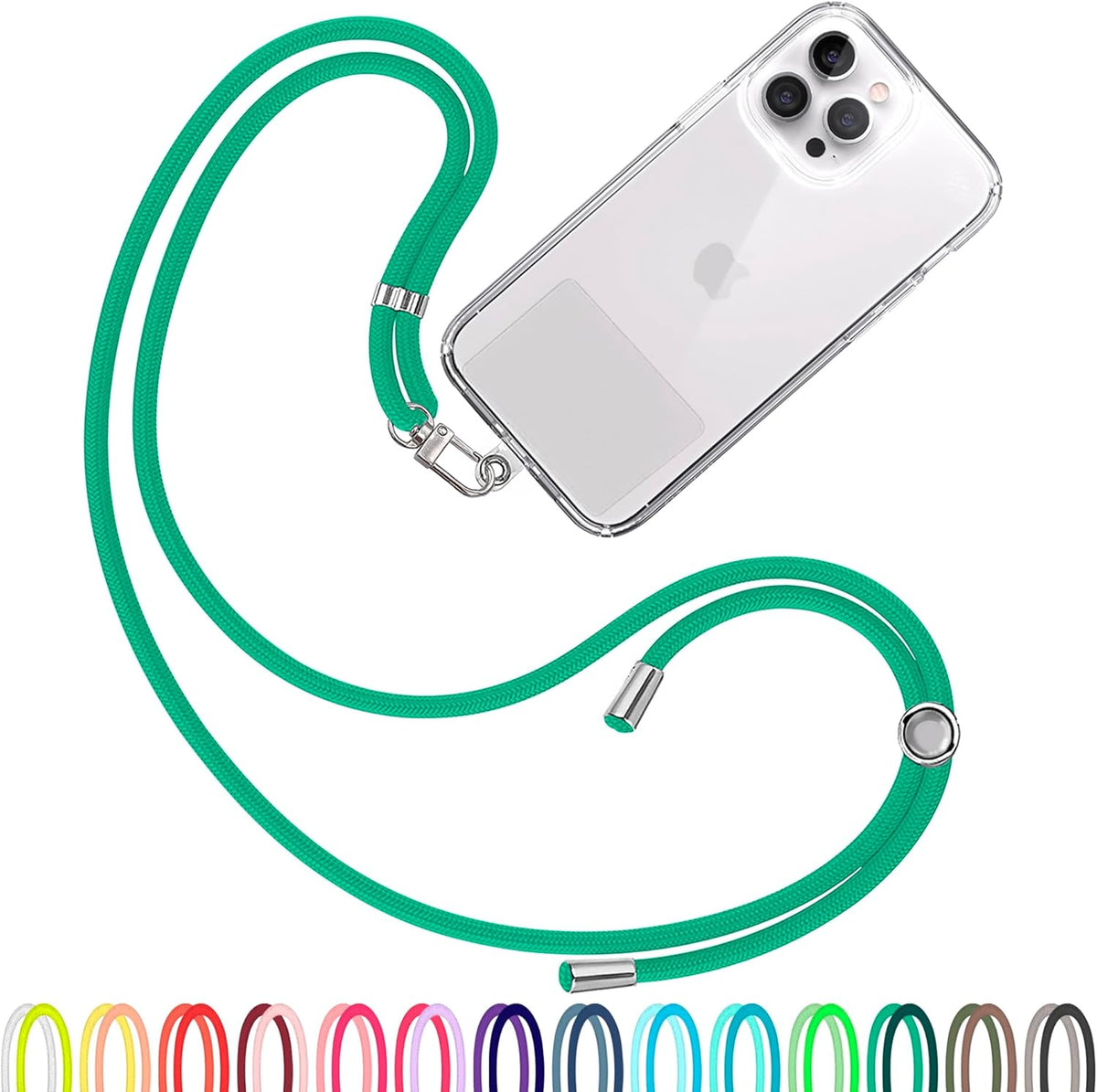 Cell Phone Lanyard [Green] - Comfortable Universal Smartphone Lanyard - Easy to Use Neck Phone Holder [Clear Patch] - Adjustable Length Phone Strap Crossbody - Fits All Mobile Phones