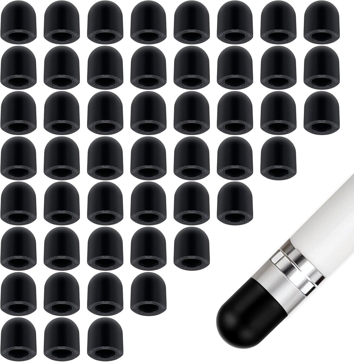 50Pcs Replacement Nibs for Touch Screen Pen, Rubber Tips for Stylus Pens, Soft, No Scratches, Sensitivity and Precision, Universal Stylus Ends (0.24inch/6mm)