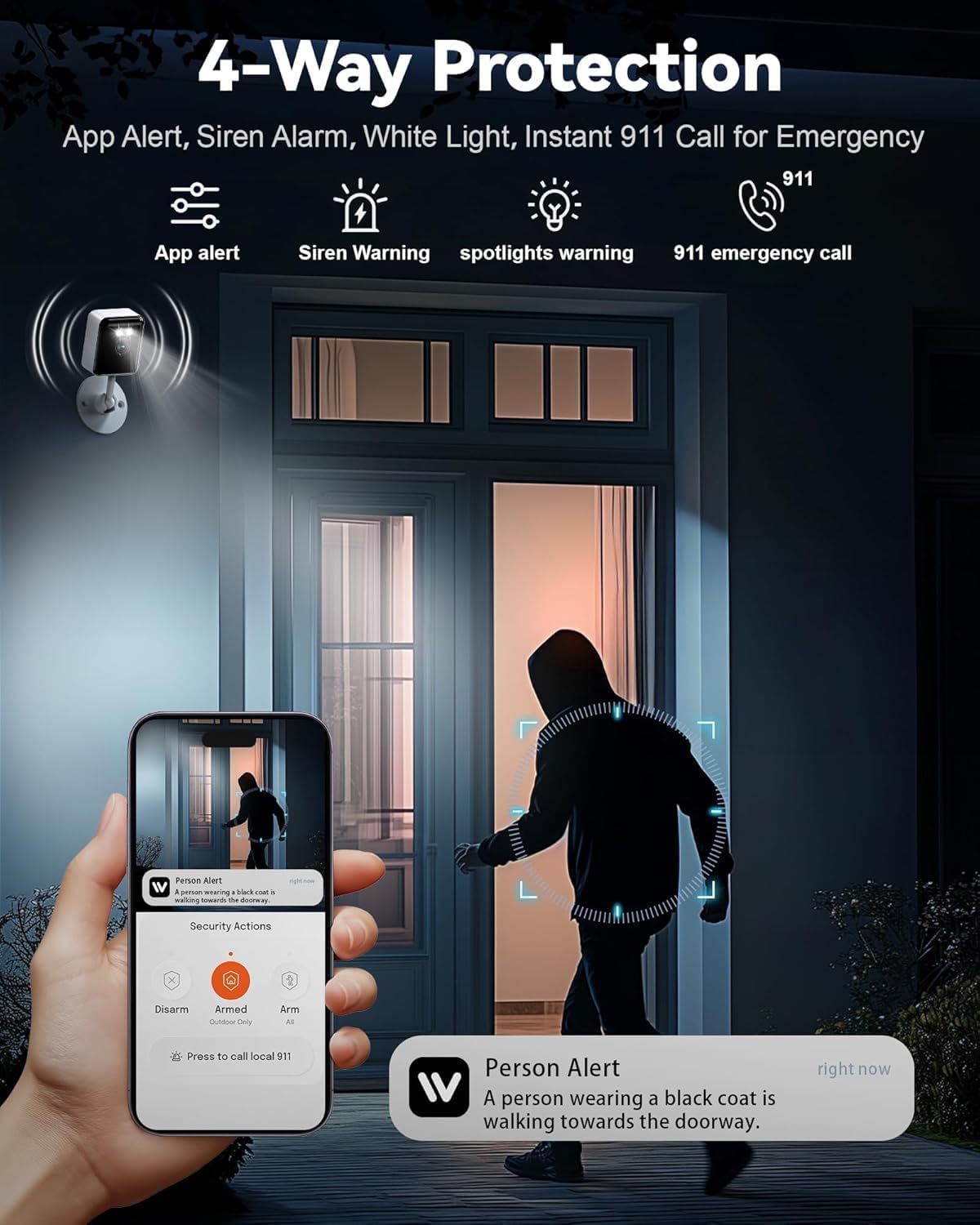 Gianteye 2K (2-Pack), 2.4/5GHz 2-Way Indoor Security Camera Dual-Band WiFi Pet & Baby Monitor, AI Event Detection