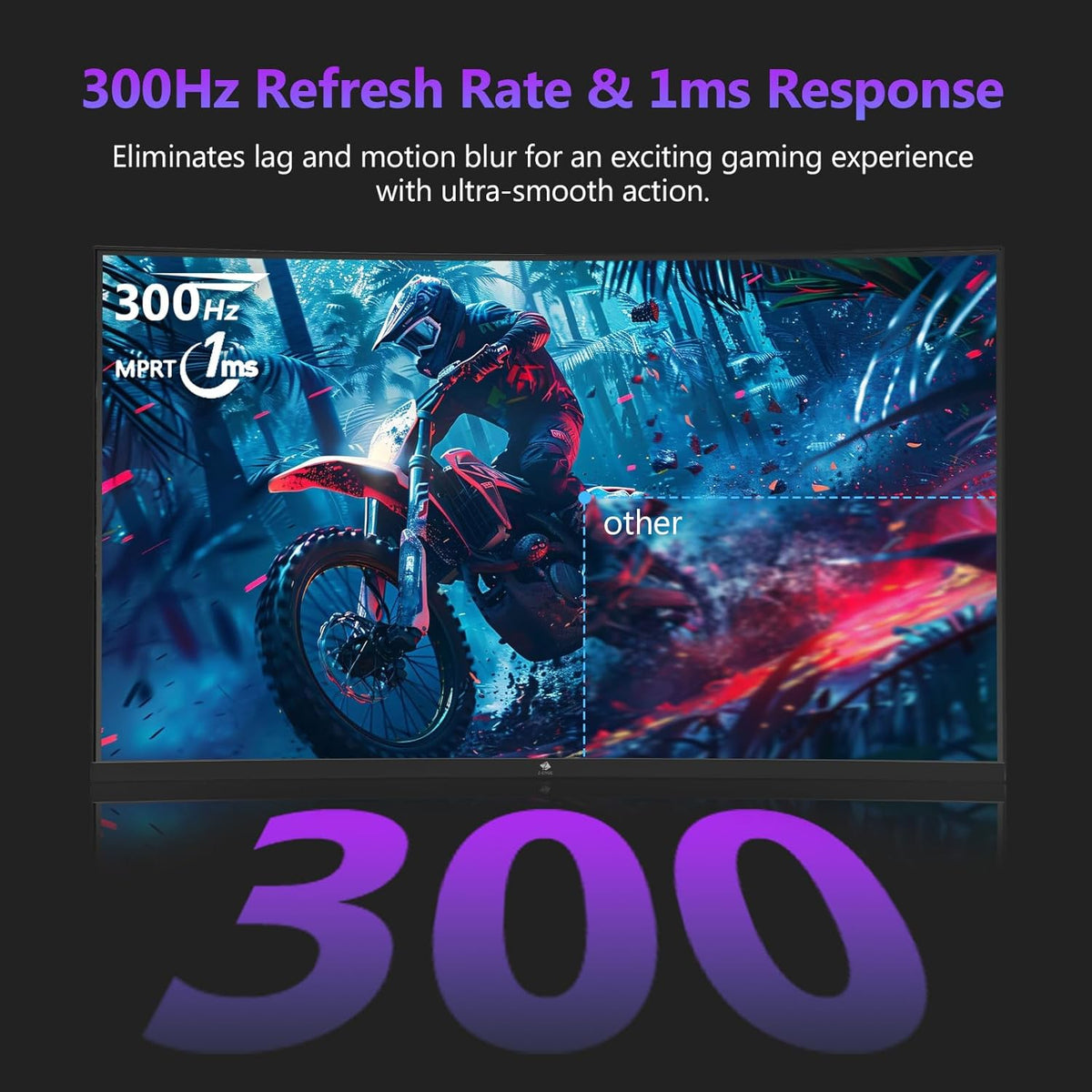 Z-Edge 27 inch Curved Gaming Monitor, FHD 1080P 300Hz 240Hz PC Monitor, Ultra-Fast MPRT 1ms Curved Monitor, 1500R, 16.7M Colors, UG27H Frameless Bezel, 2X DP 1.4 Ports and 2X HDMI 2.0 Ports