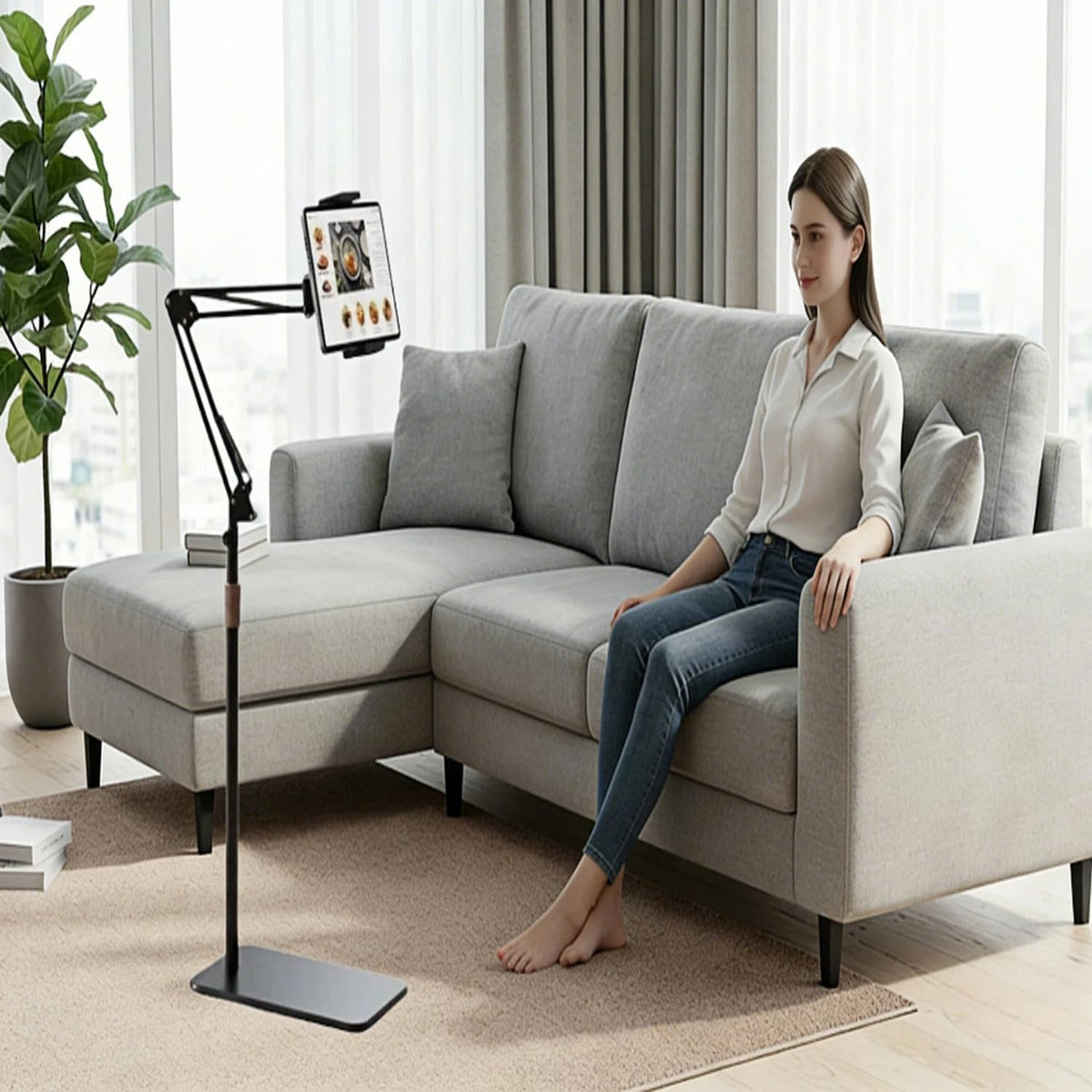 Hosann Century Holder[59Height 360 4.7-12.9 Tablet Floor Stand Adjustable] Rotatable Metal Tablet Stand,with Heavy Duty