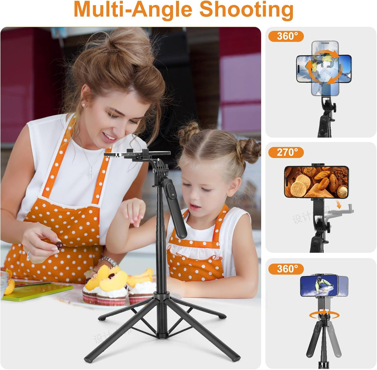 70inch Selfie Stick Phone Tripod with Rechargeable Remote,Portable Extendable 3 in 1 Cell Phone Tripod Stand for Video Recording,Travel Selfie Stick for iPhone and Android