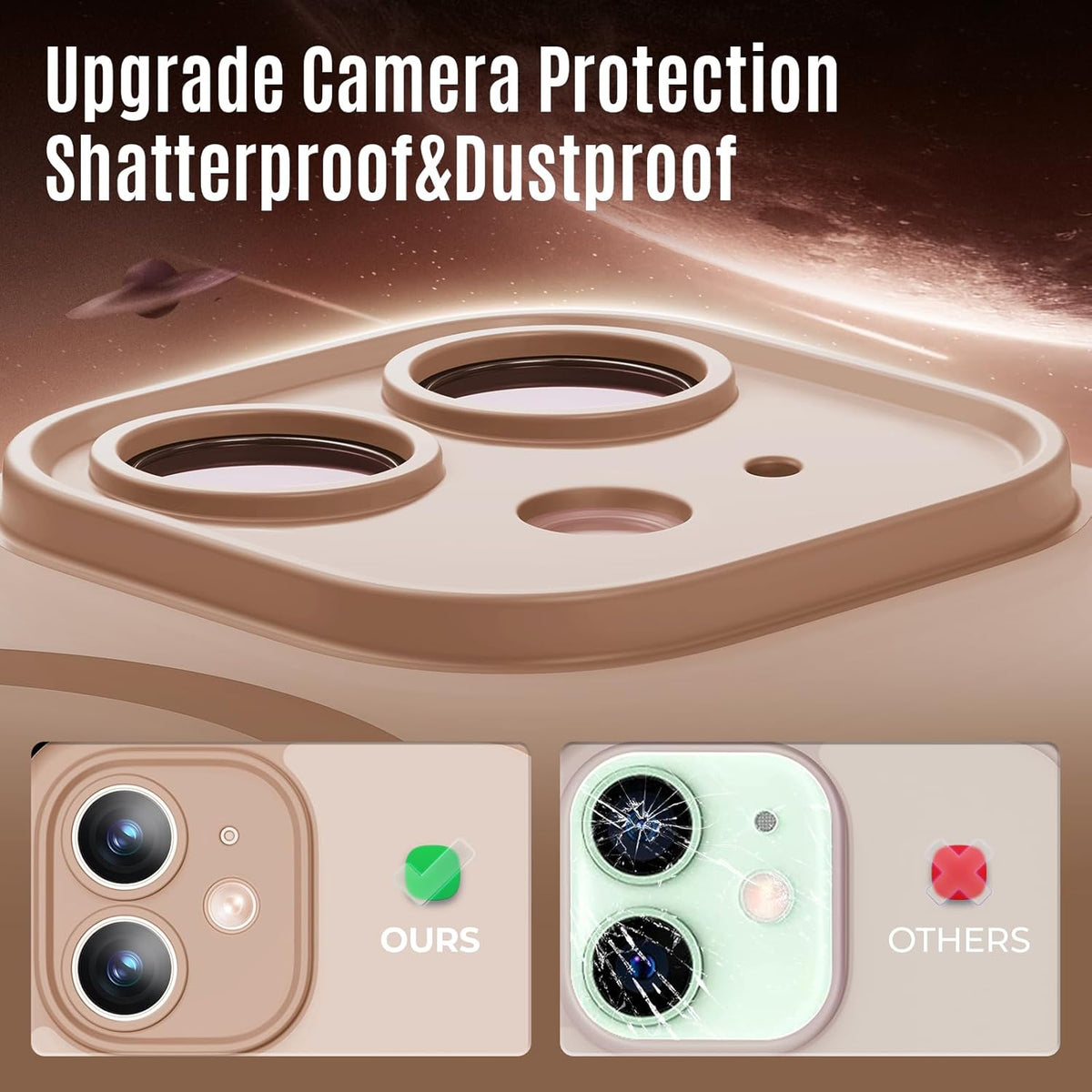 Designed for iPhone 12 Case, Compatible with MagSafe, with Privacy Screen Protectors X2, [Camera Protection] [15FT Military Drop Protection] Shockproof Phone Case, 6.1", Light Brown