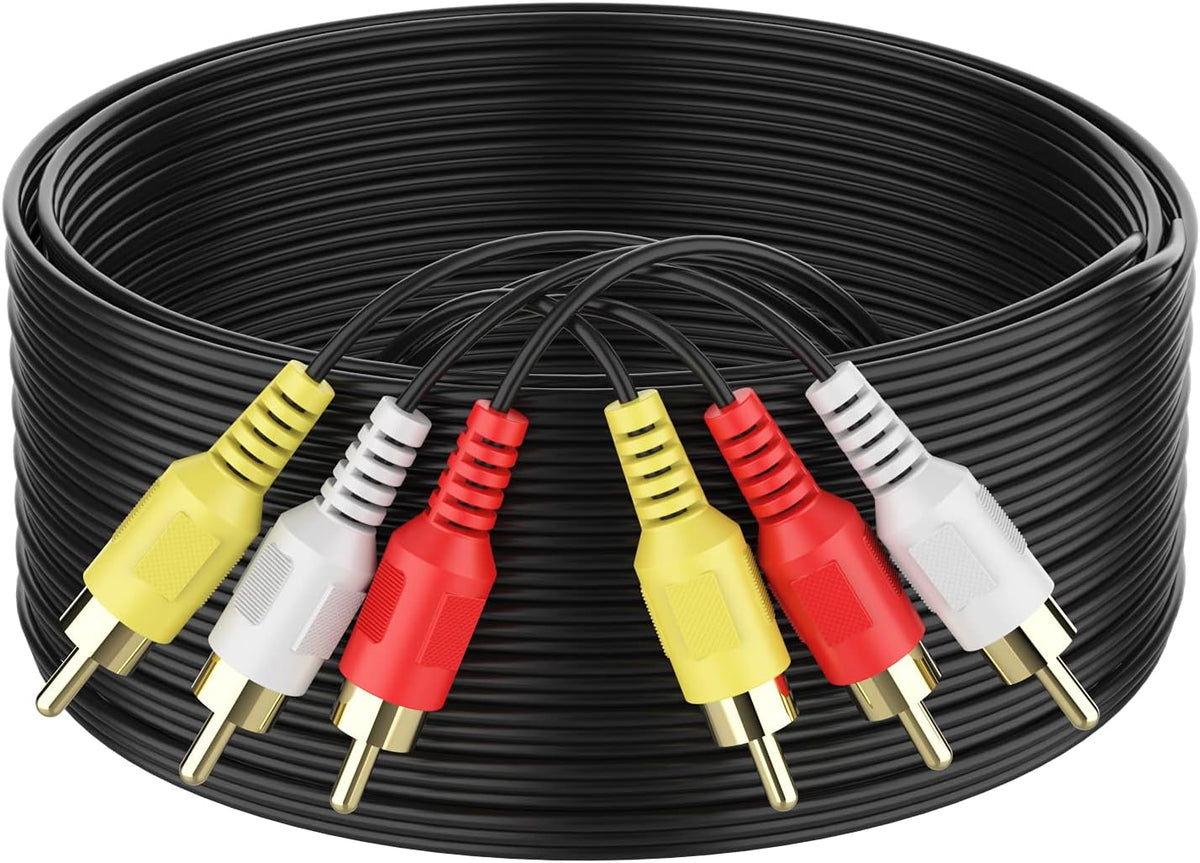 Abireiv 25FT 3RCA 3RCA Set-Top 24K Audio Video RCA Cable, to Composite AV Cable Compatible with Box, Speaker