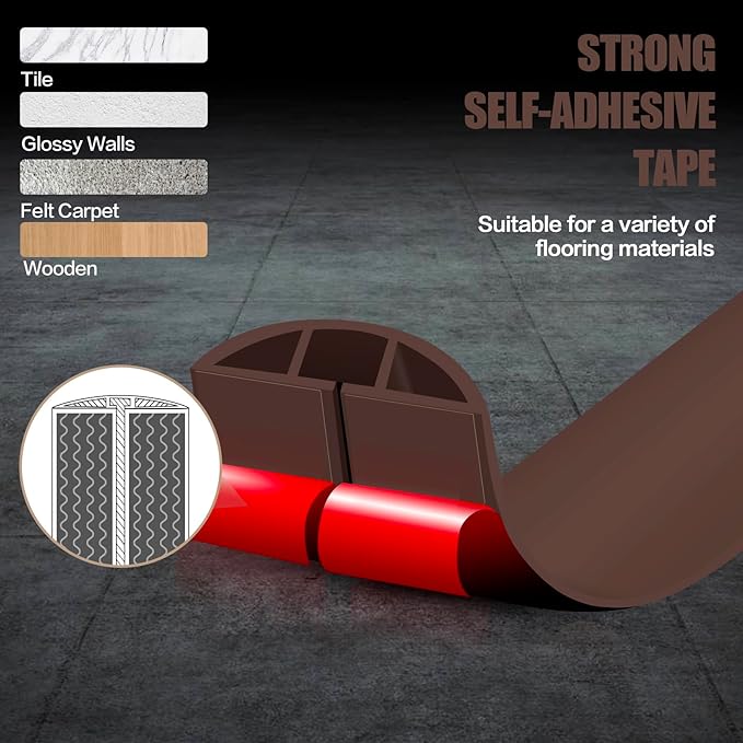 Floor Cord Cover Self Adhesive Cord Hider,3.3FT Cable Management, Extension Strip Protector for Wires, Prevent Cable Trips for Offices, Gyms, Exhibitions Cavity:0.39"(W) x 0.27"(H) Coffee