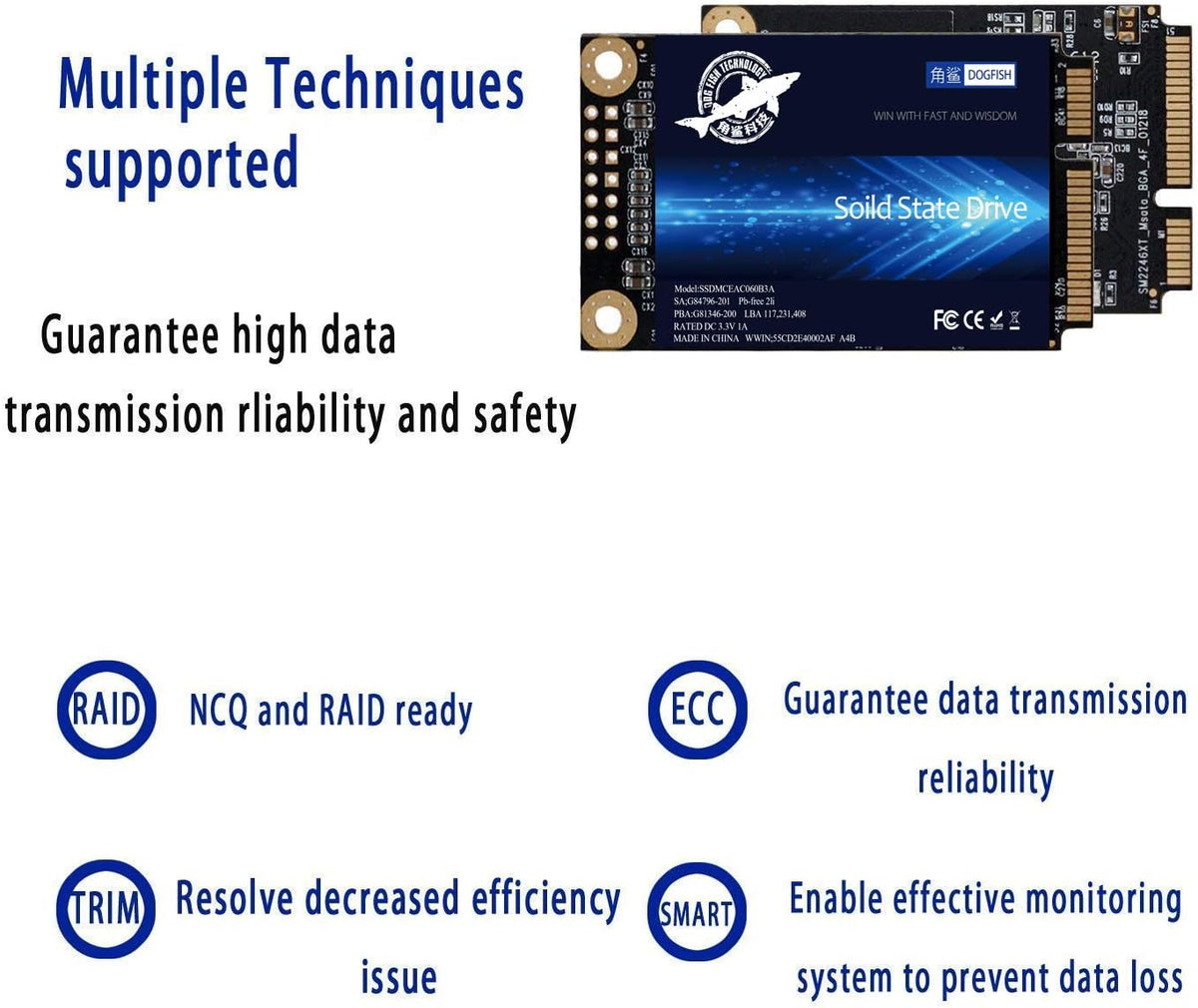 SSD mSATA 32GB Dogfish Internal Solid State Drive High Performance Hard Drive for Desktop Laptop SATAII 6Gb/s